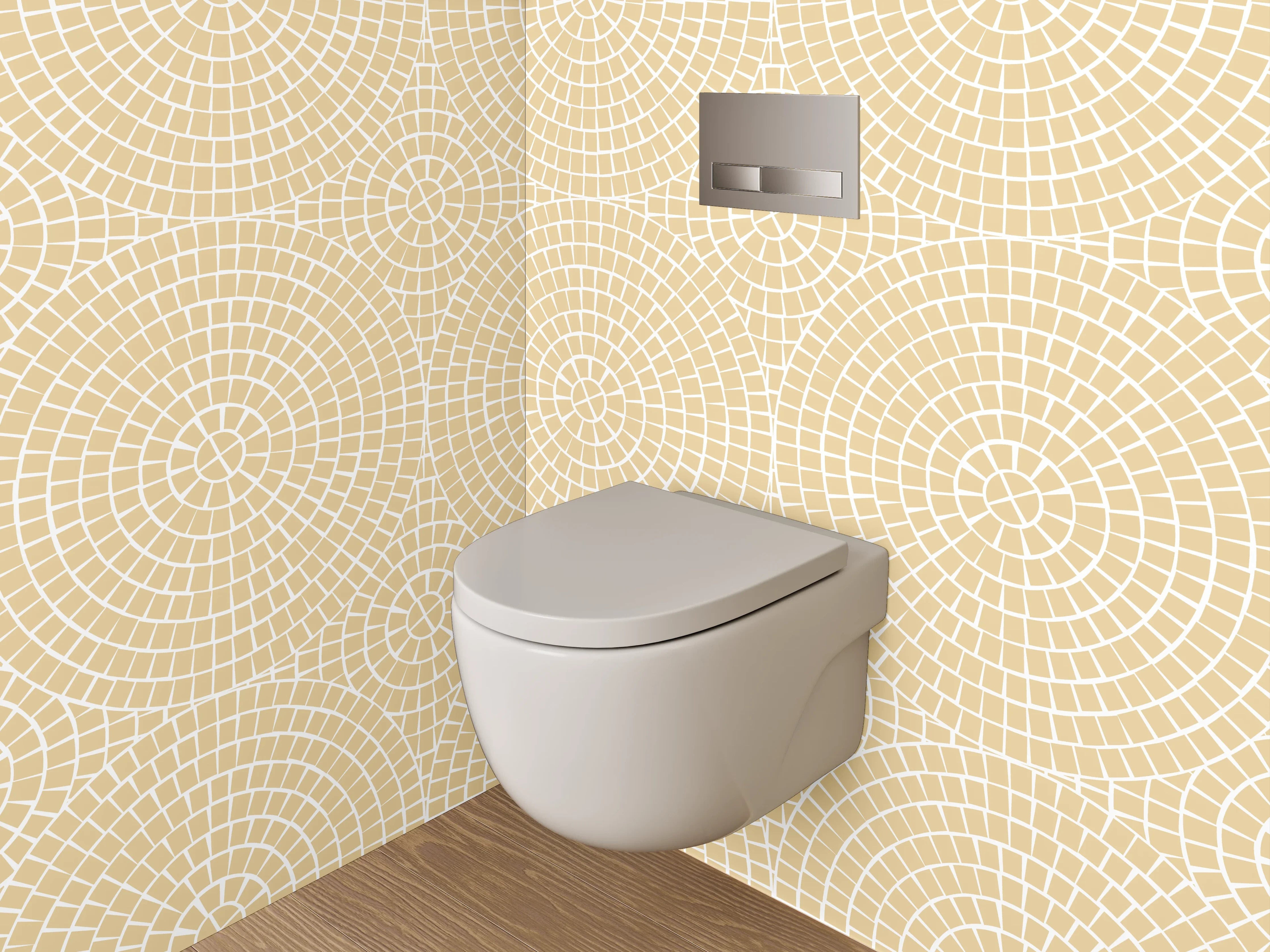 WC-Rückwand - Feines Kreismuster in Beige-Optik