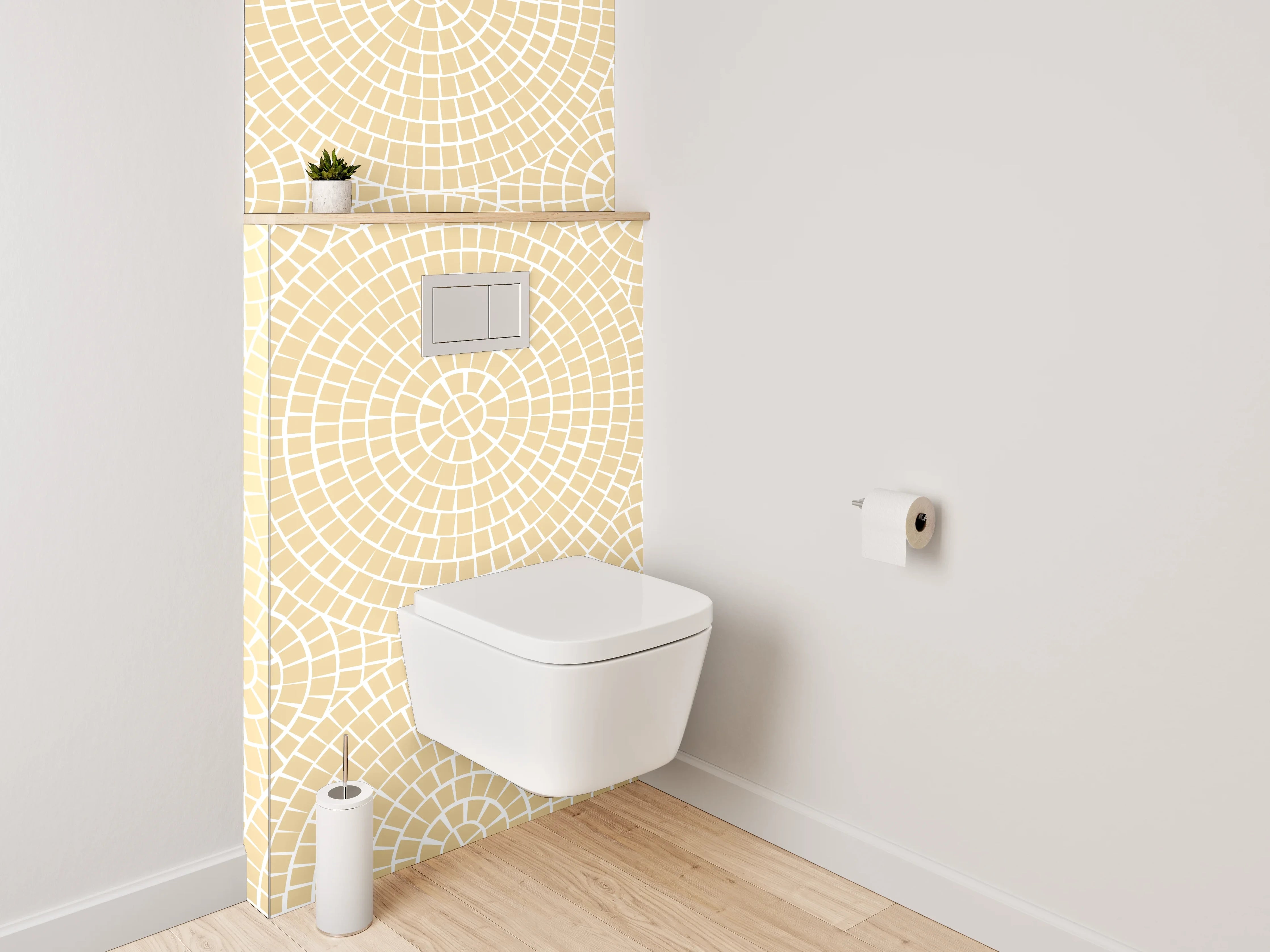 WC-Rückwand - Feines Kreismuster in Beige-Optik