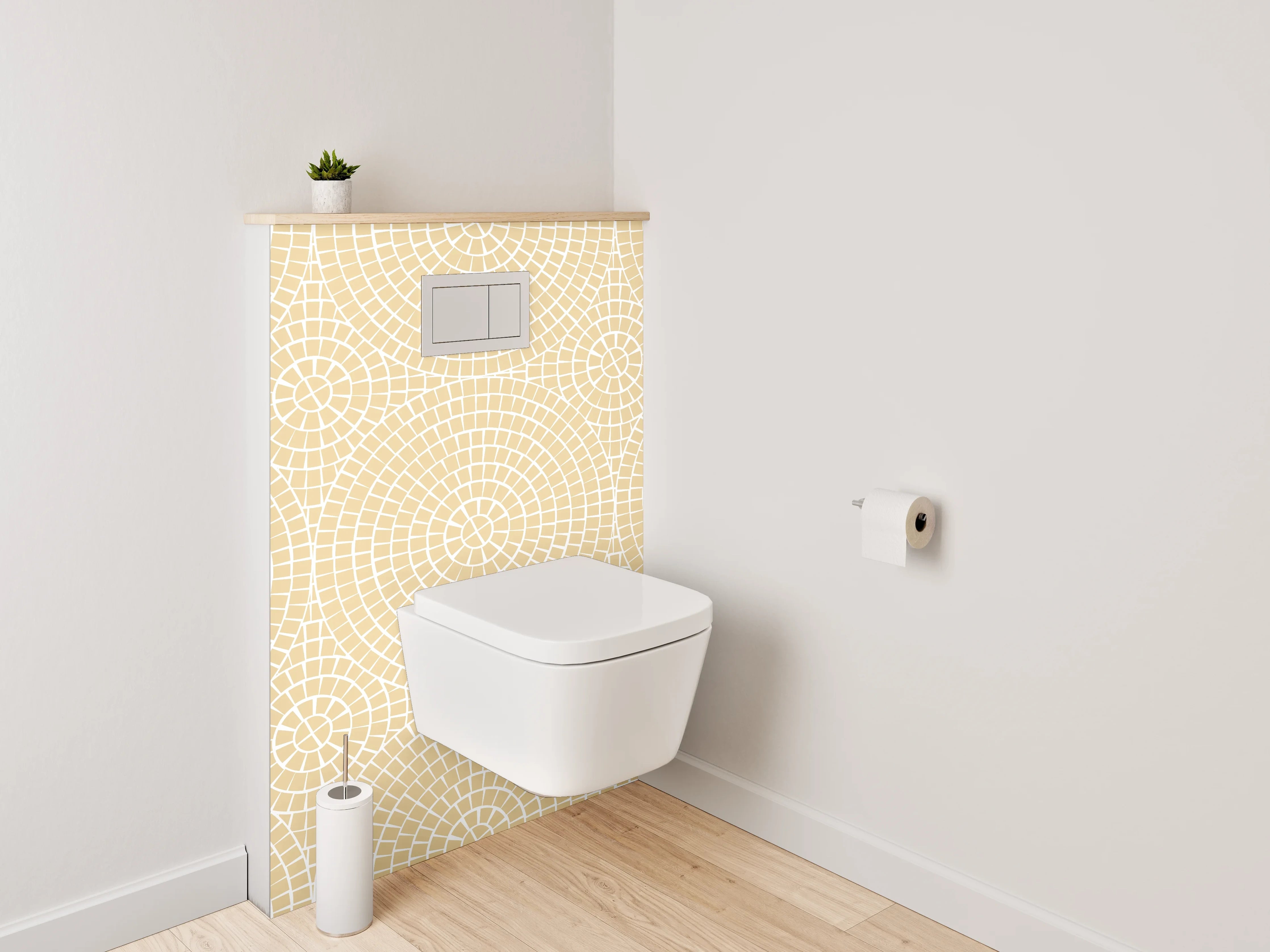 WC-Rückwand - Feines Kreismuster in Beige-Optik