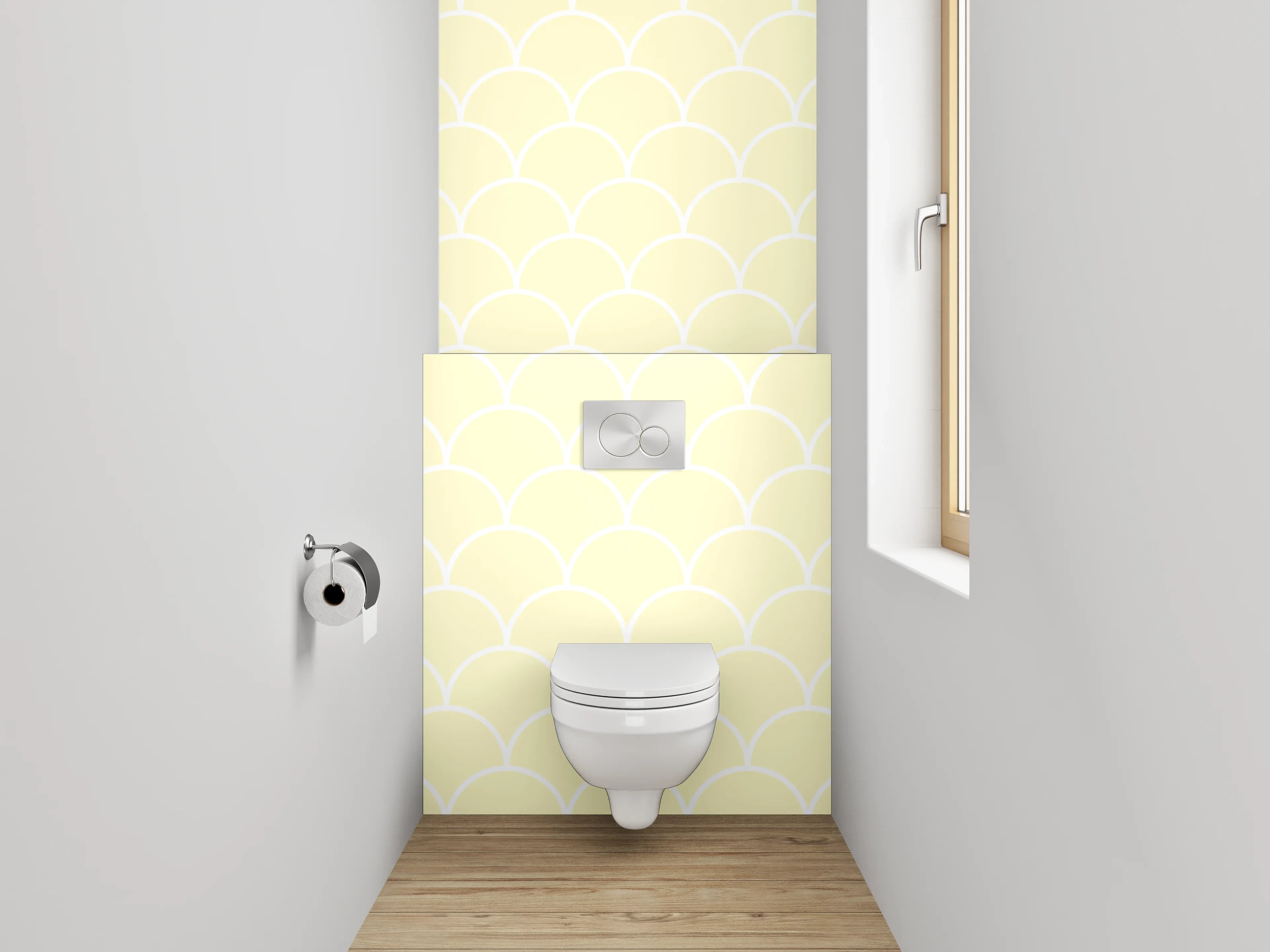 WC-Rückwand - Feines Schuppenmuster in Cremebeige