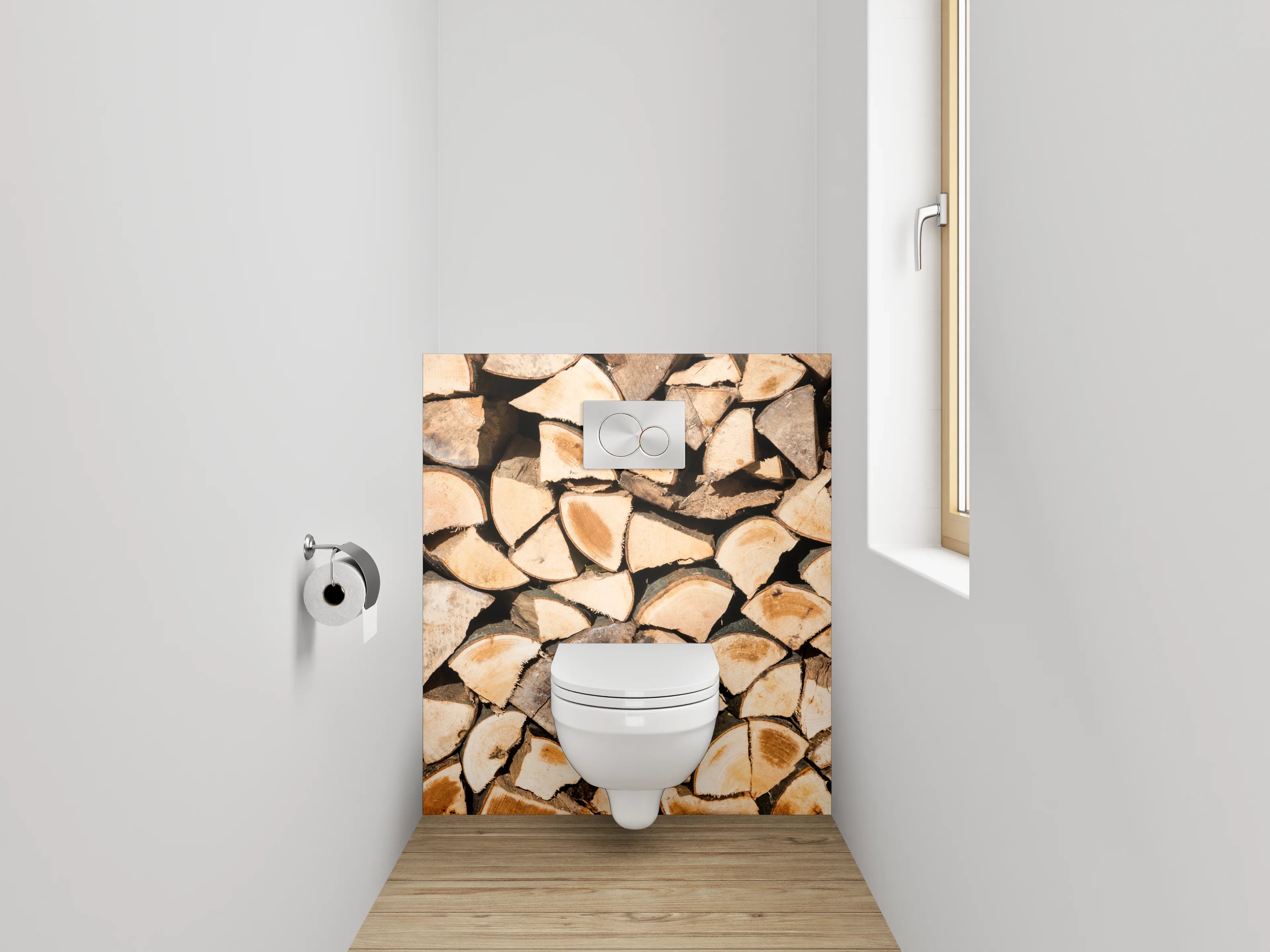 WC-Rückwand - Feuerholzstapel rustikal braun