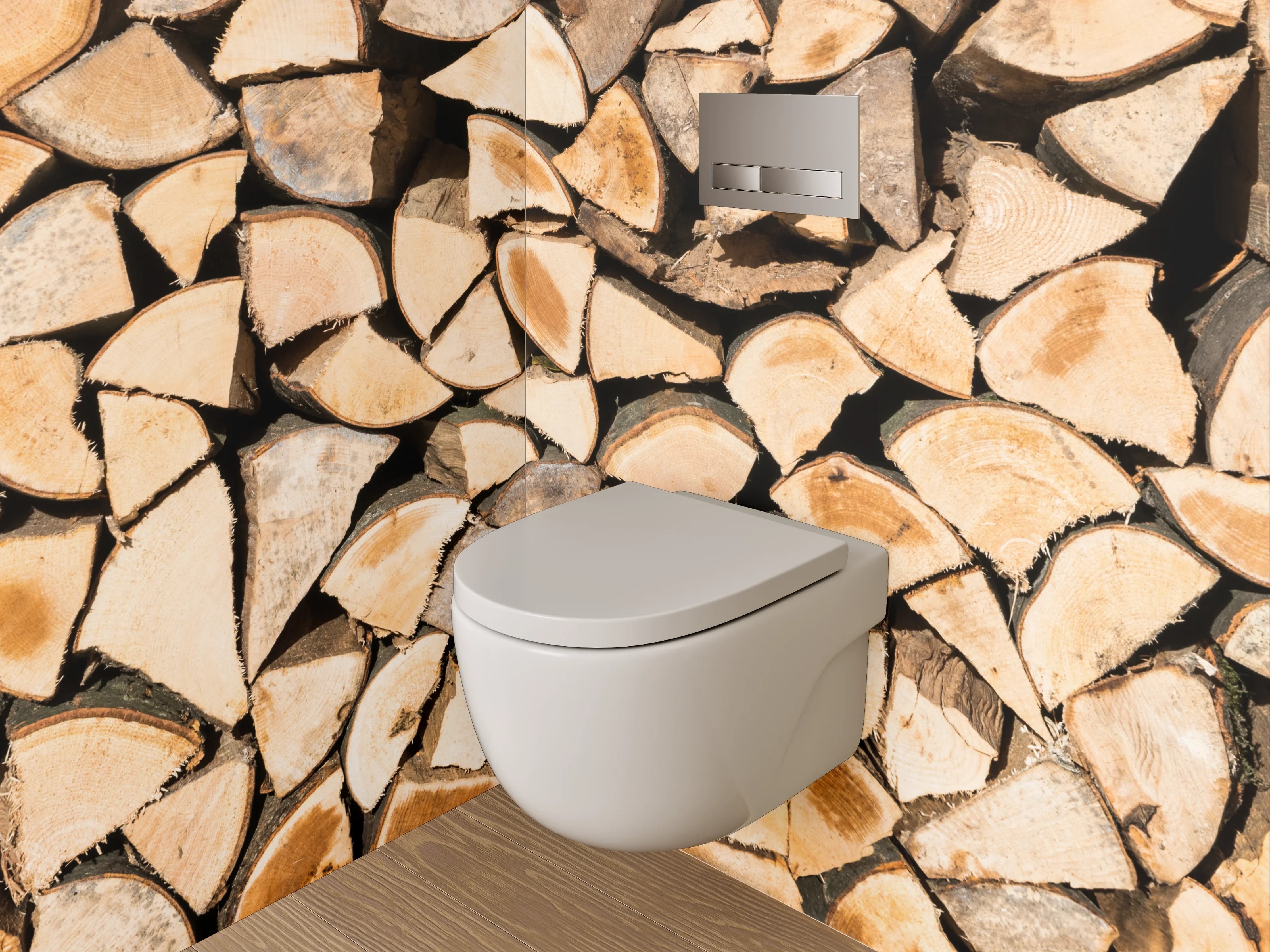 WC-Rückwand - Feuerholzstapel rustikal braun