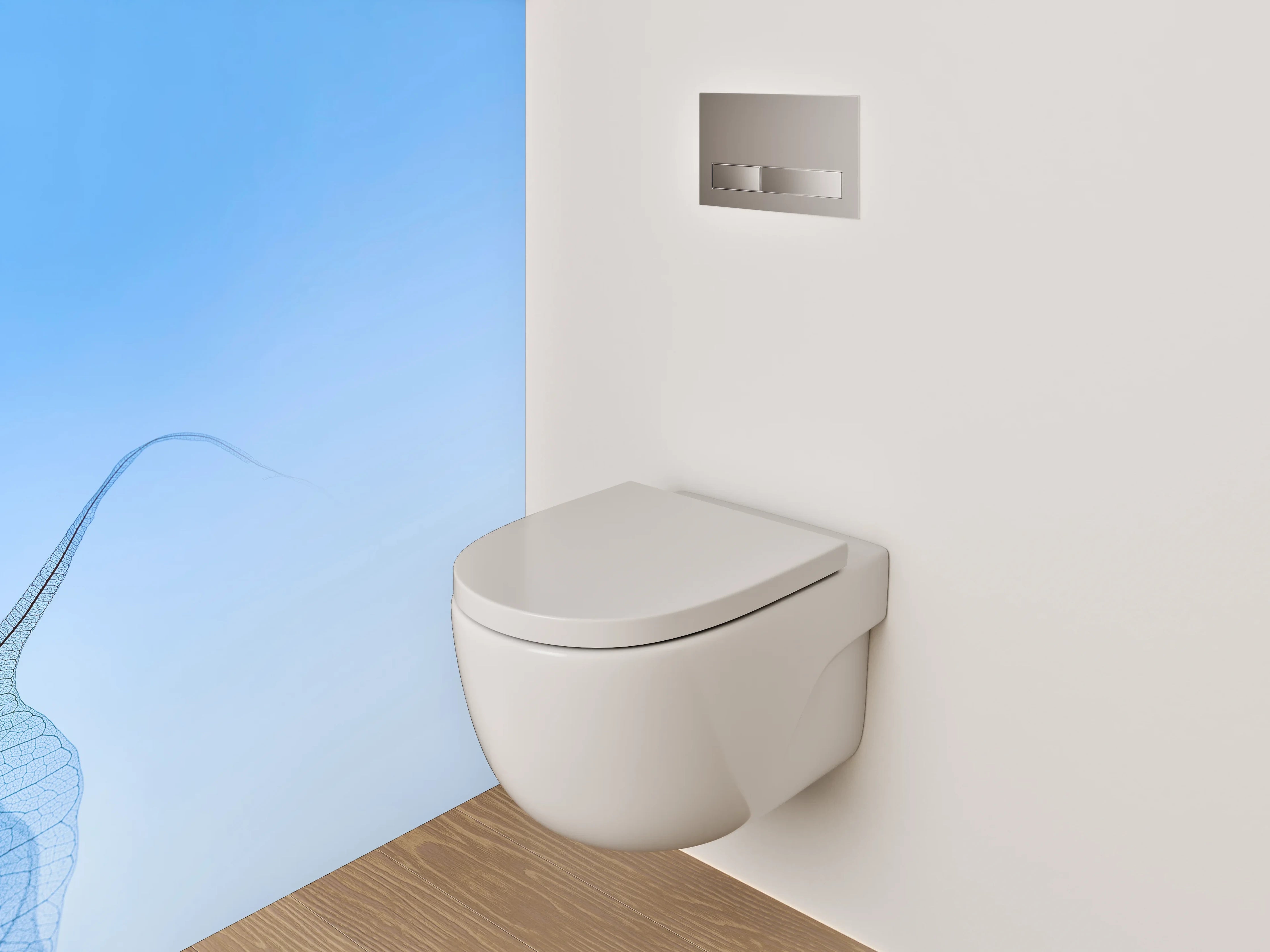 WC-Rückwand - Filigrane Blätter vor blauem Himmel