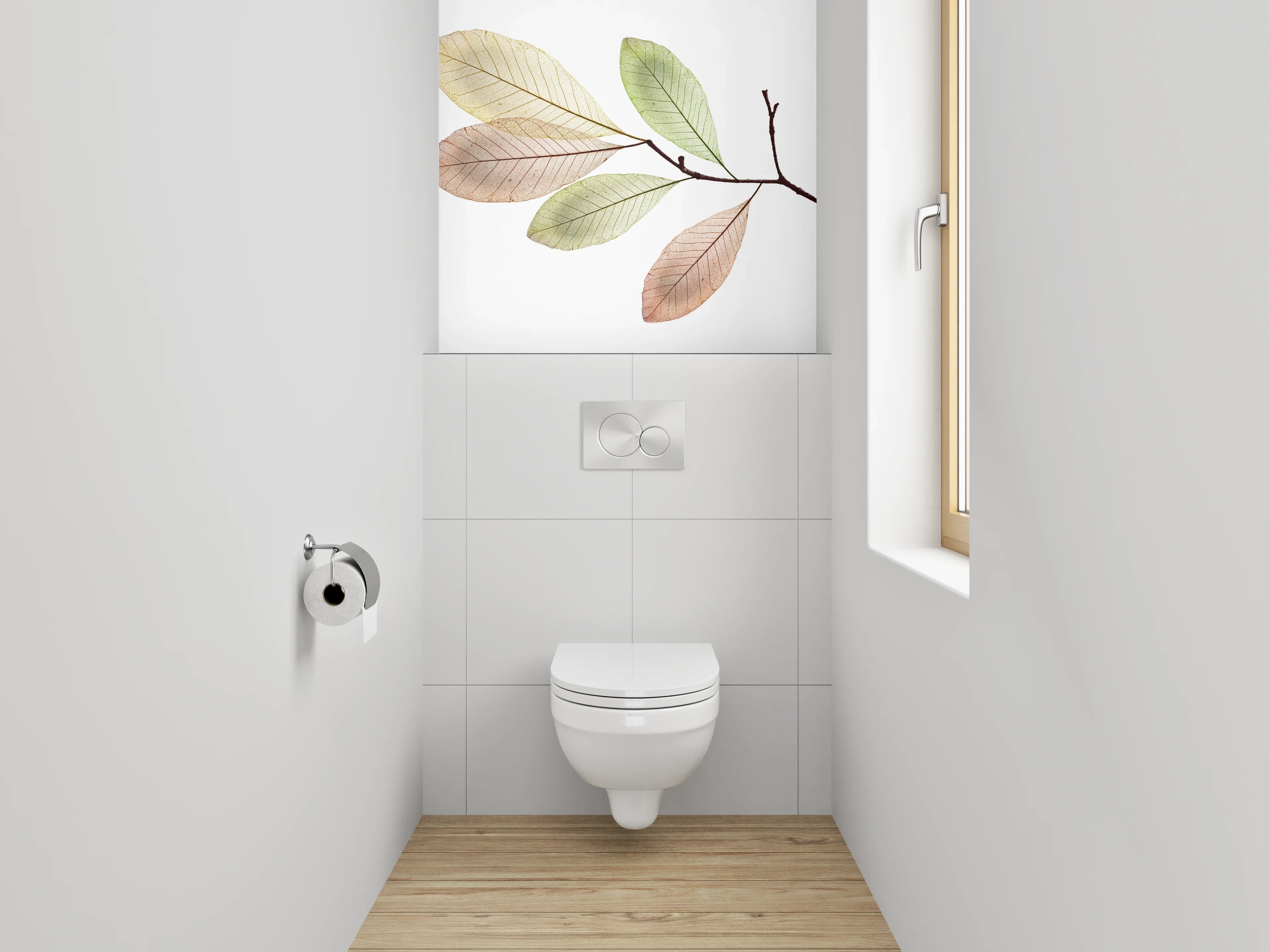 WC-Rückwand - Filigraner Zweig mit zarten Blättern