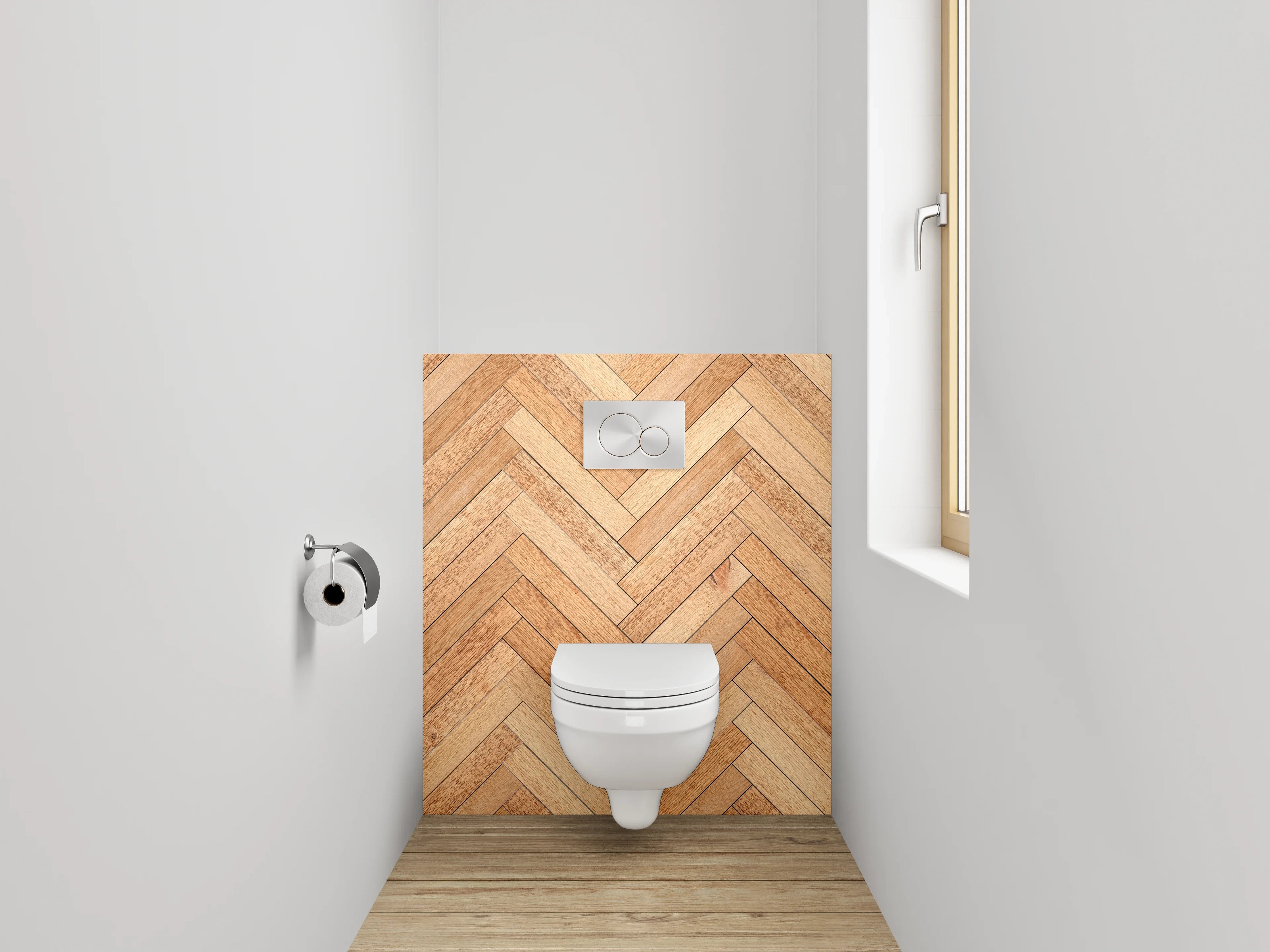 WC-Rückwand - Fischgrät Holz Muster Fliesenoptik