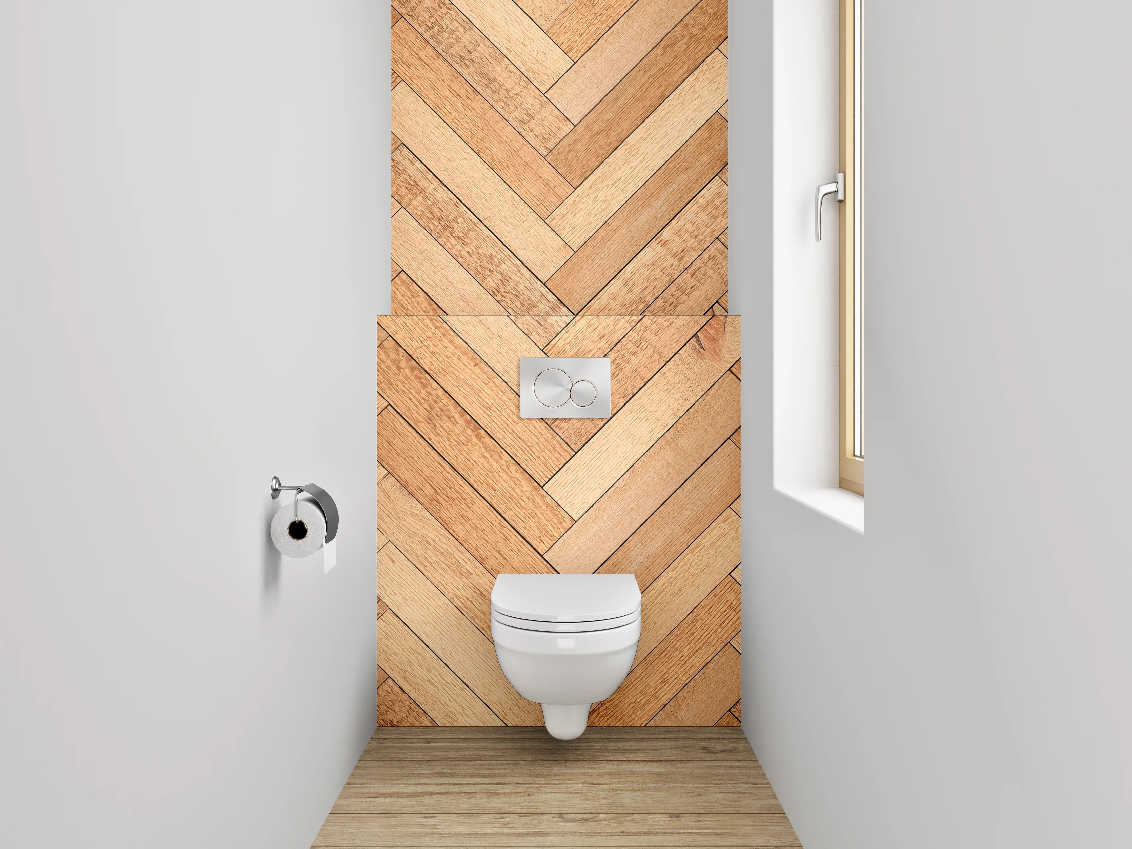 WC-Rückwand - Fischgrät Holz Muster Fliesenoptik