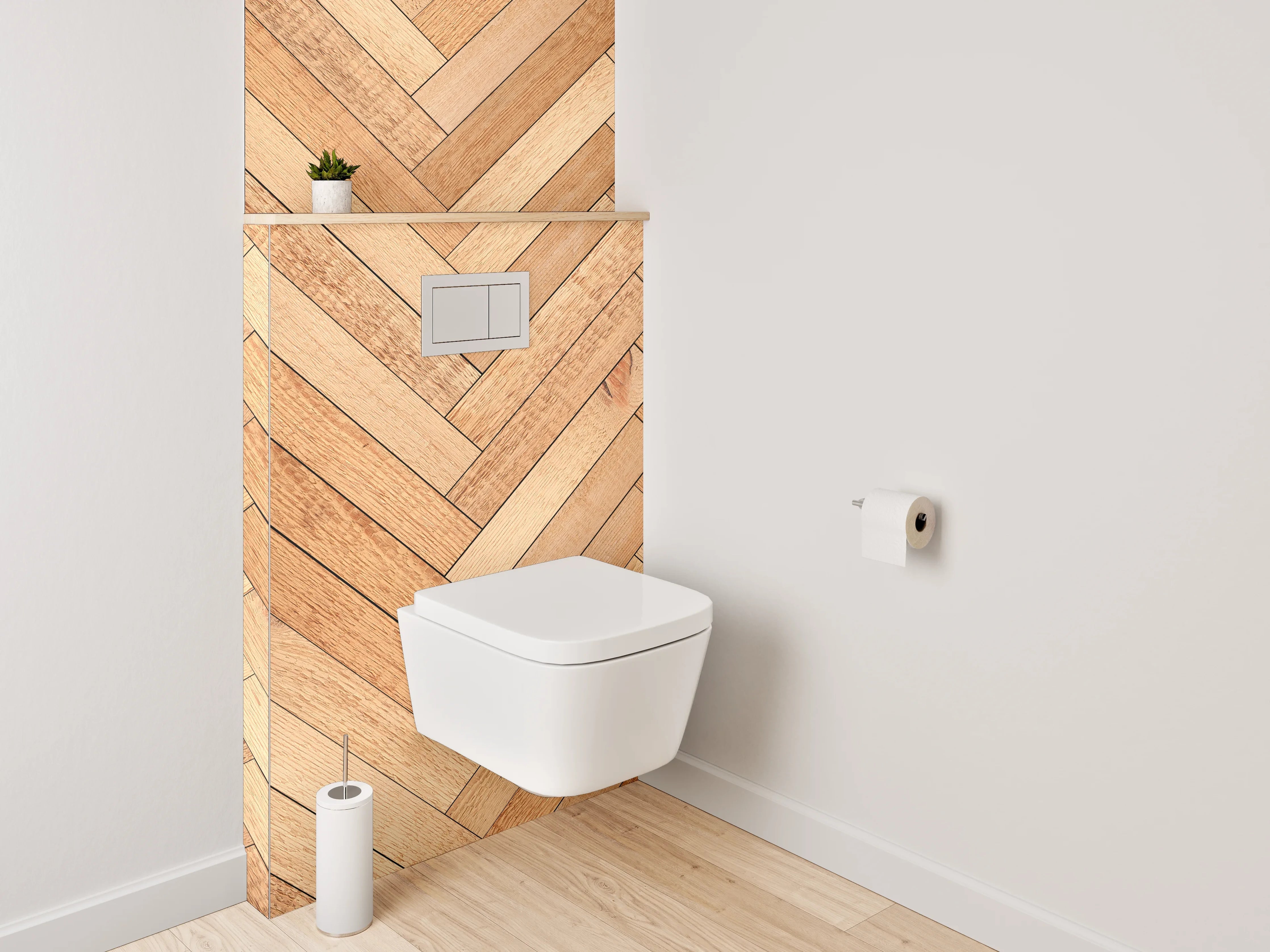 WC-Rückwand - Fischgrät Holz Muster Fliesenoptik