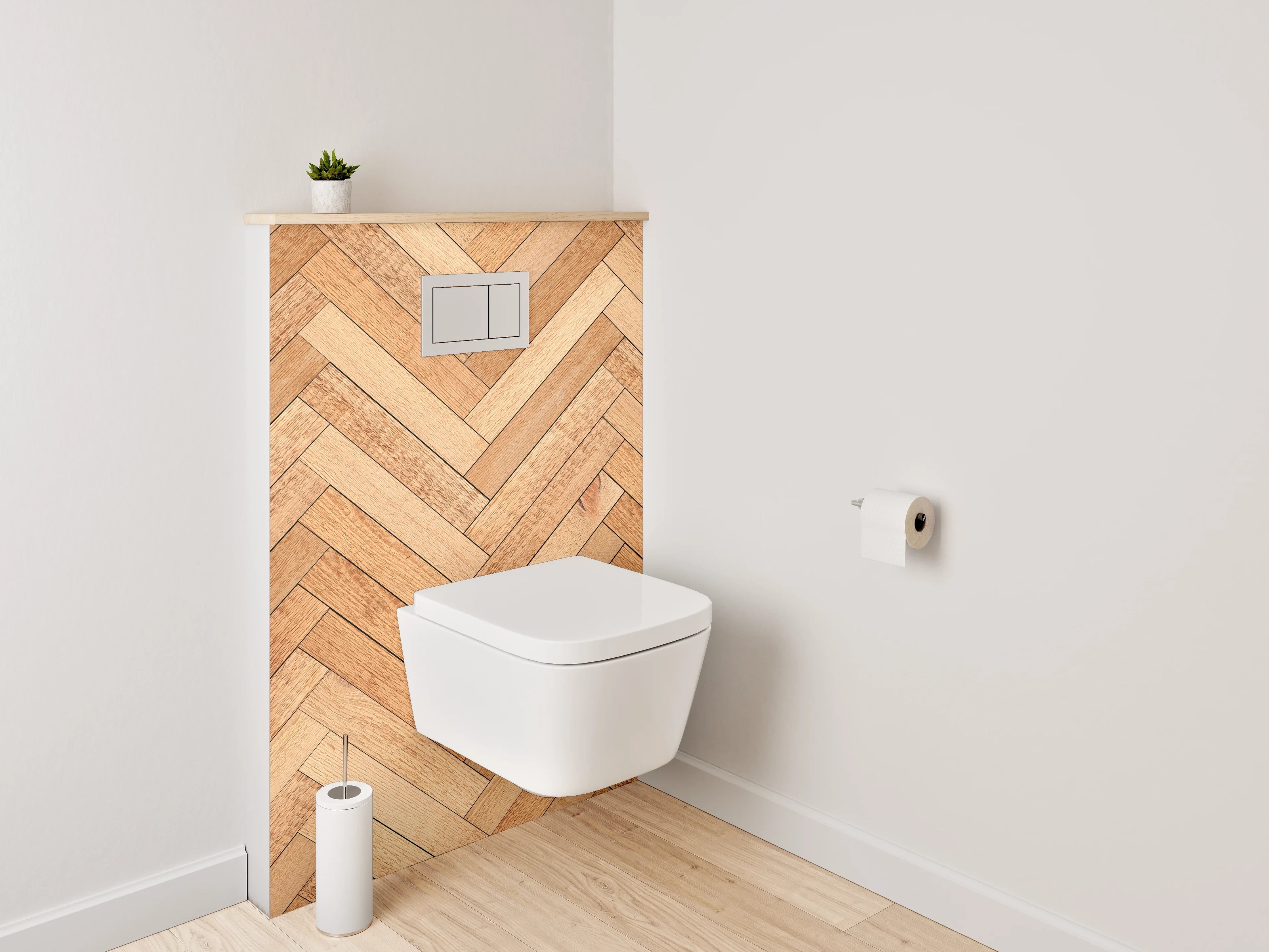 WC-Rückwand - Fischgrät Holz Muster Fliesenoptik