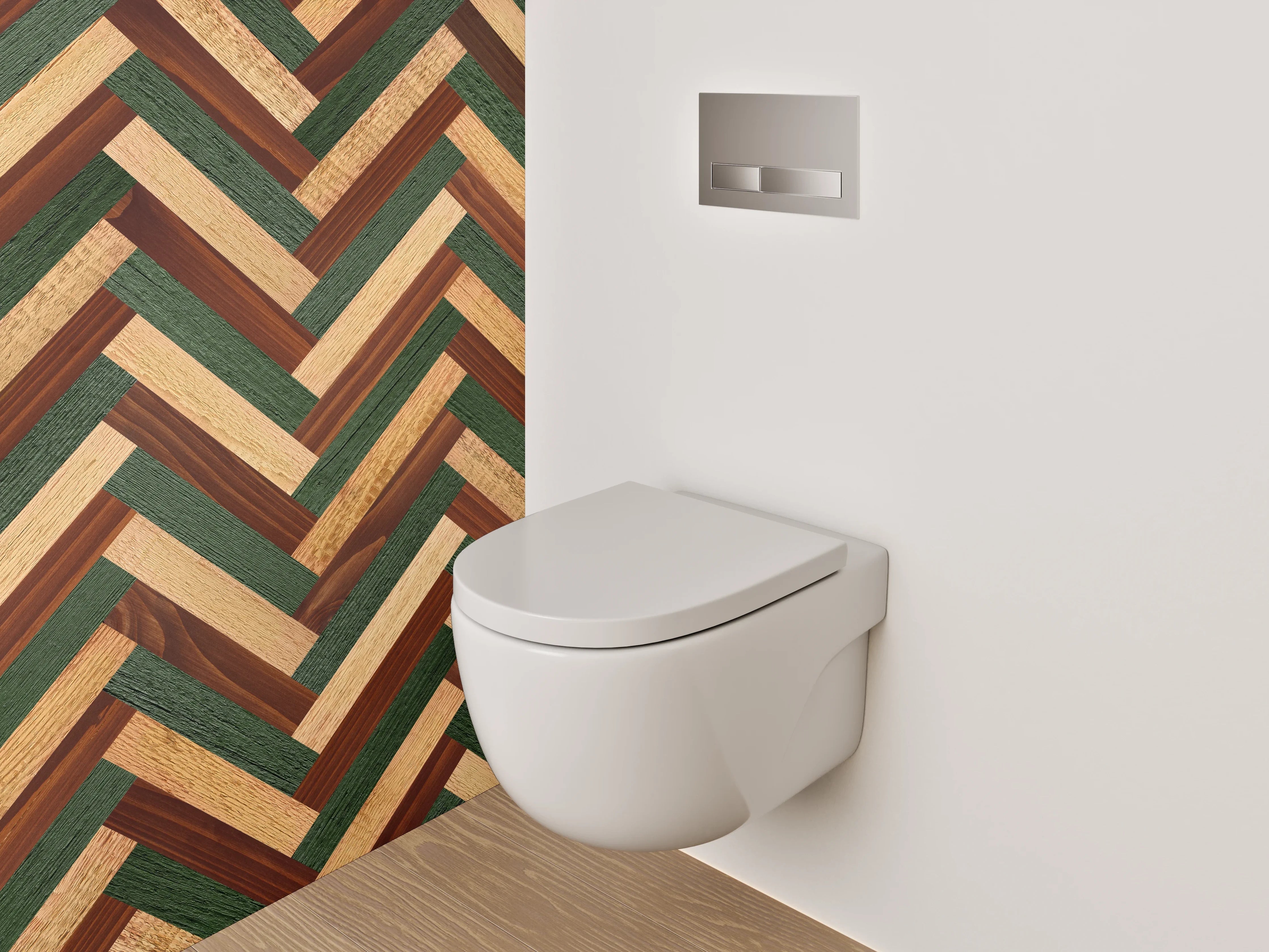 WC-Rückwand - Fischgrät Holzmuster in Vintage-Optik