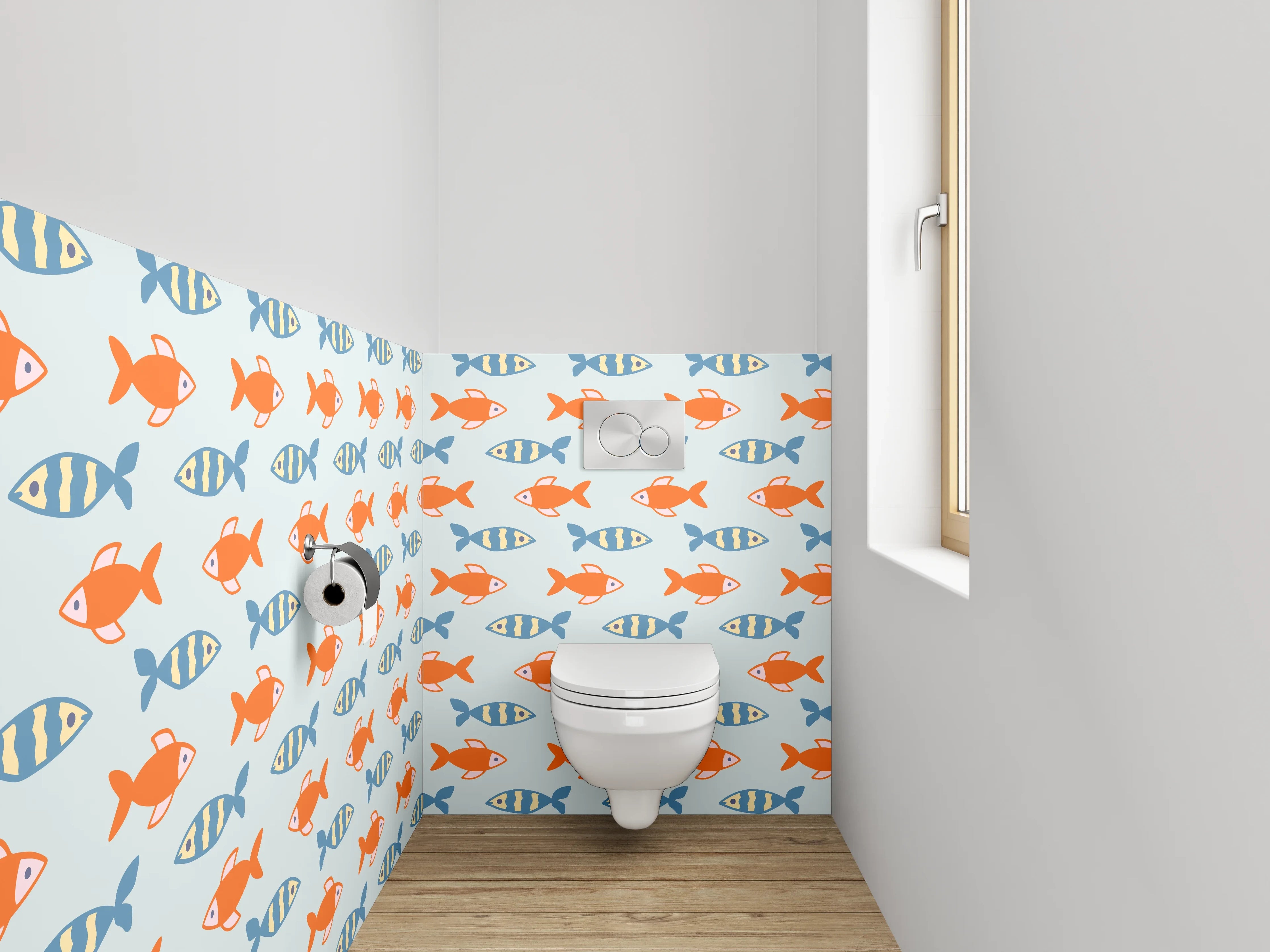 WC-Rückwand - Fischmuster Maritim Vintage Retro