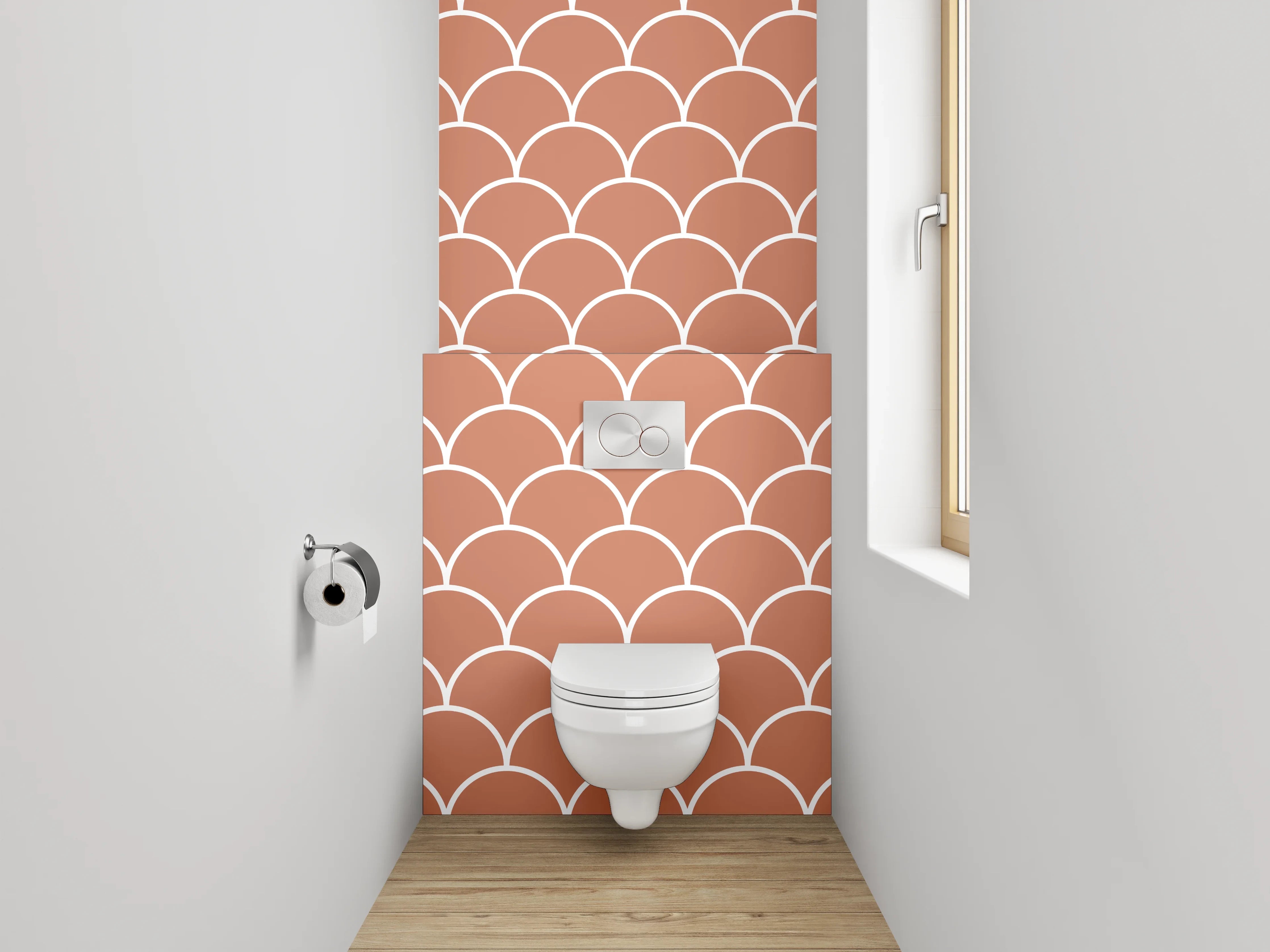 WC-Rückwand - Fischschuppen Muster Terrakotta