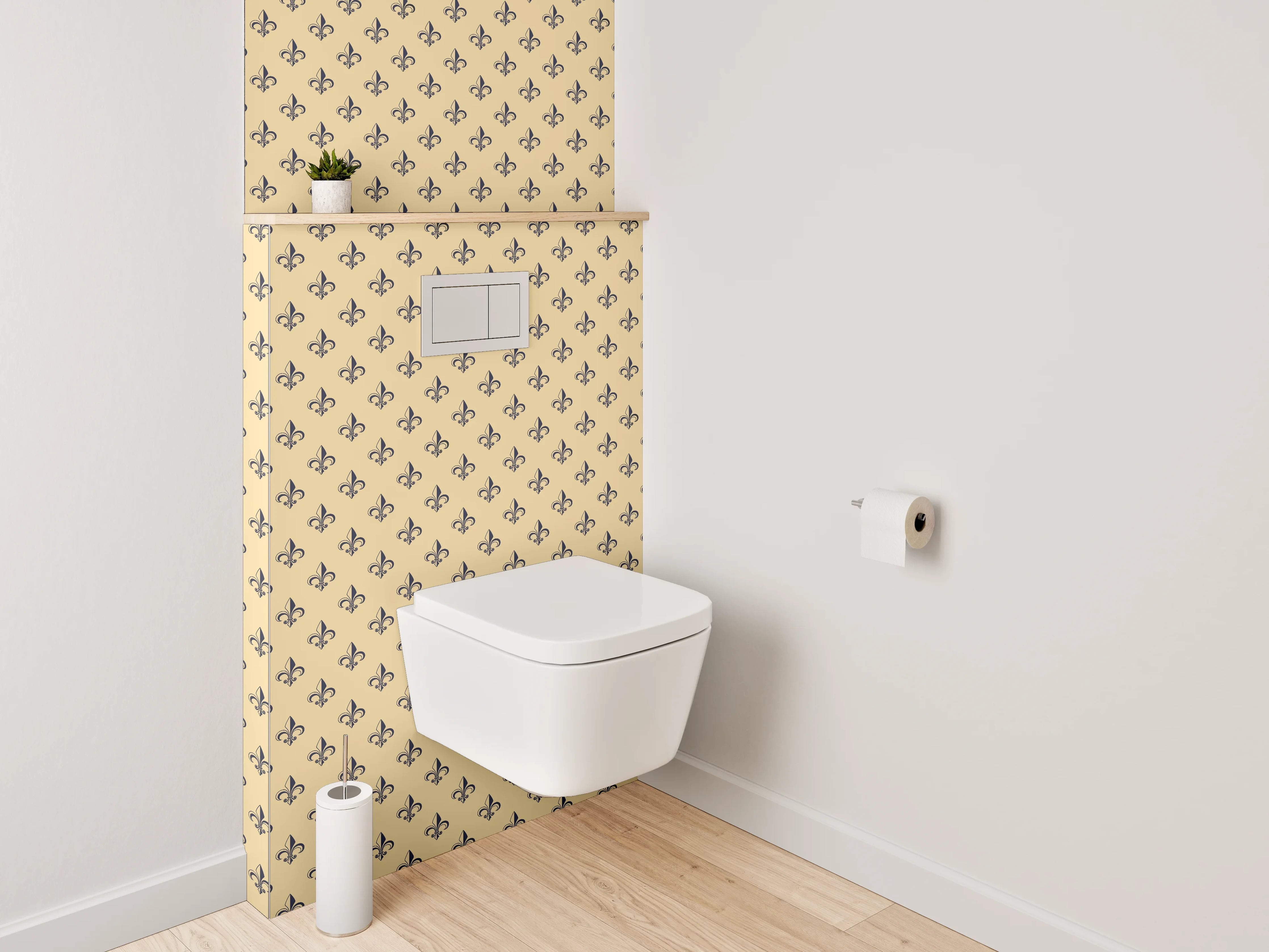 WC-Rückwand - Fleur-de-Lis Ornament Muster beige