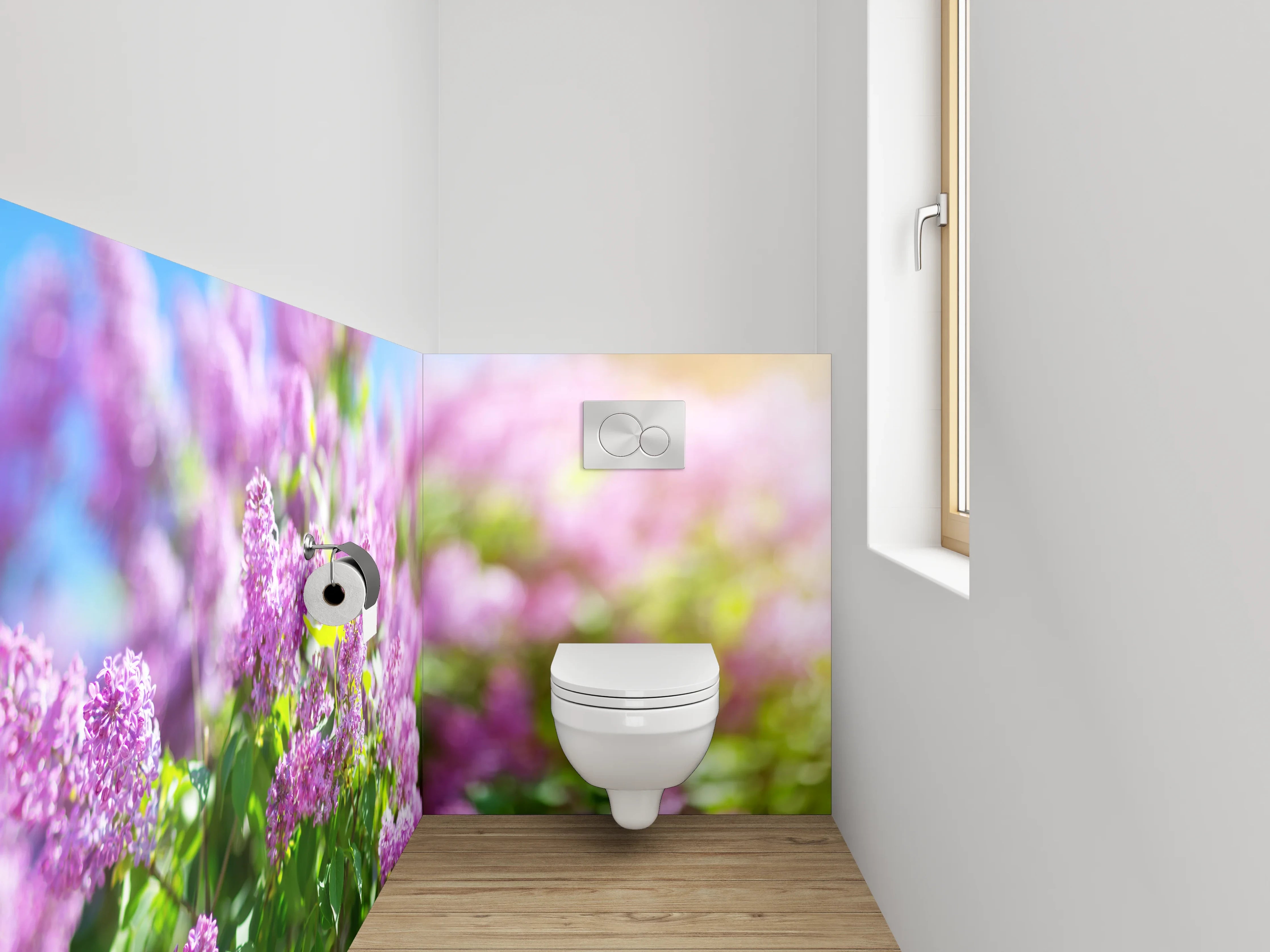 WC-Rückwand - Fliederblüte im Sonnenschein