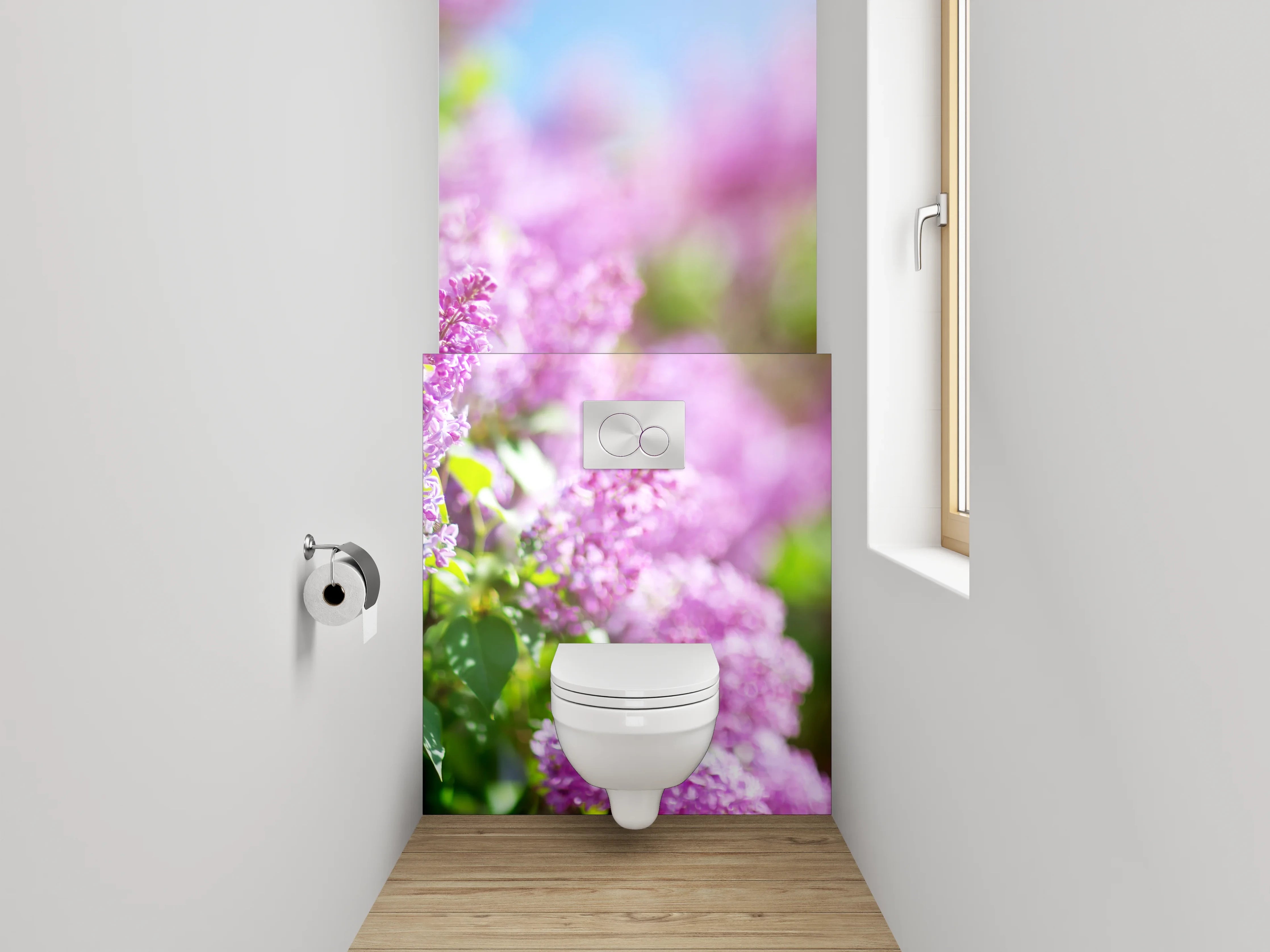 WC-Rückwand - Fliederblüte im Sonnenschein