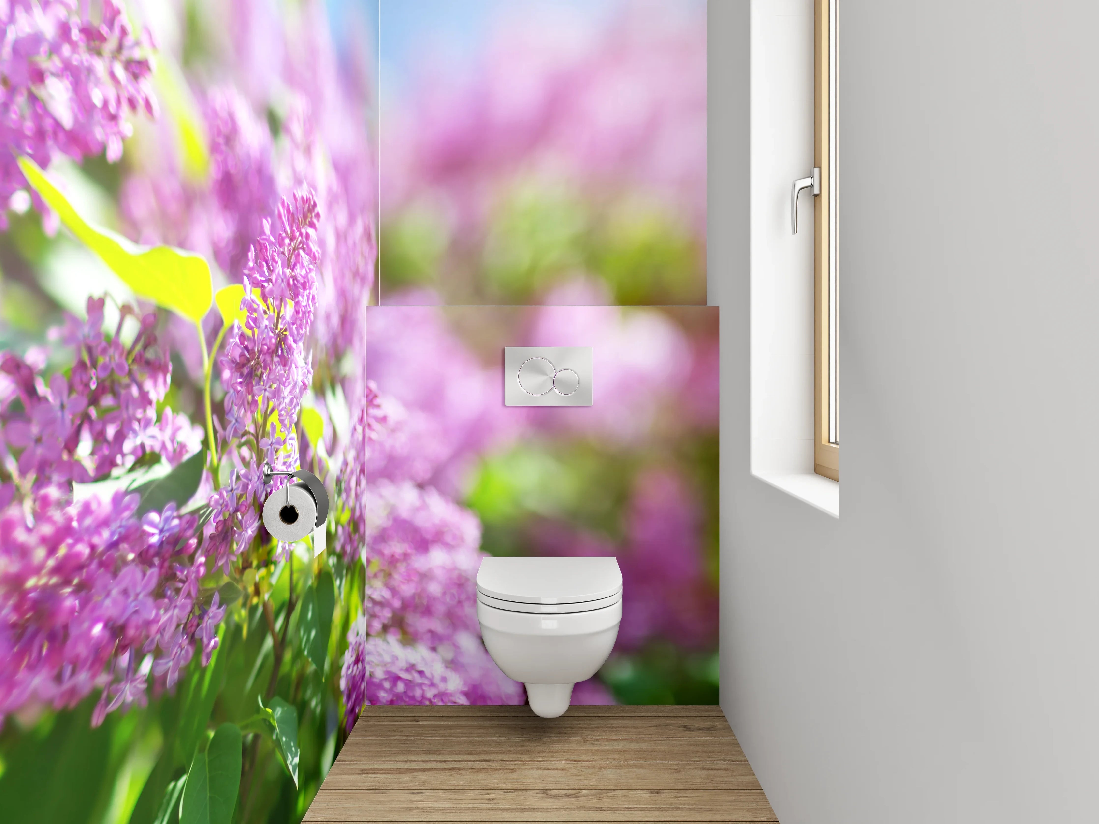 WC-Rückwand - Fliederblüte im Sonnenschein