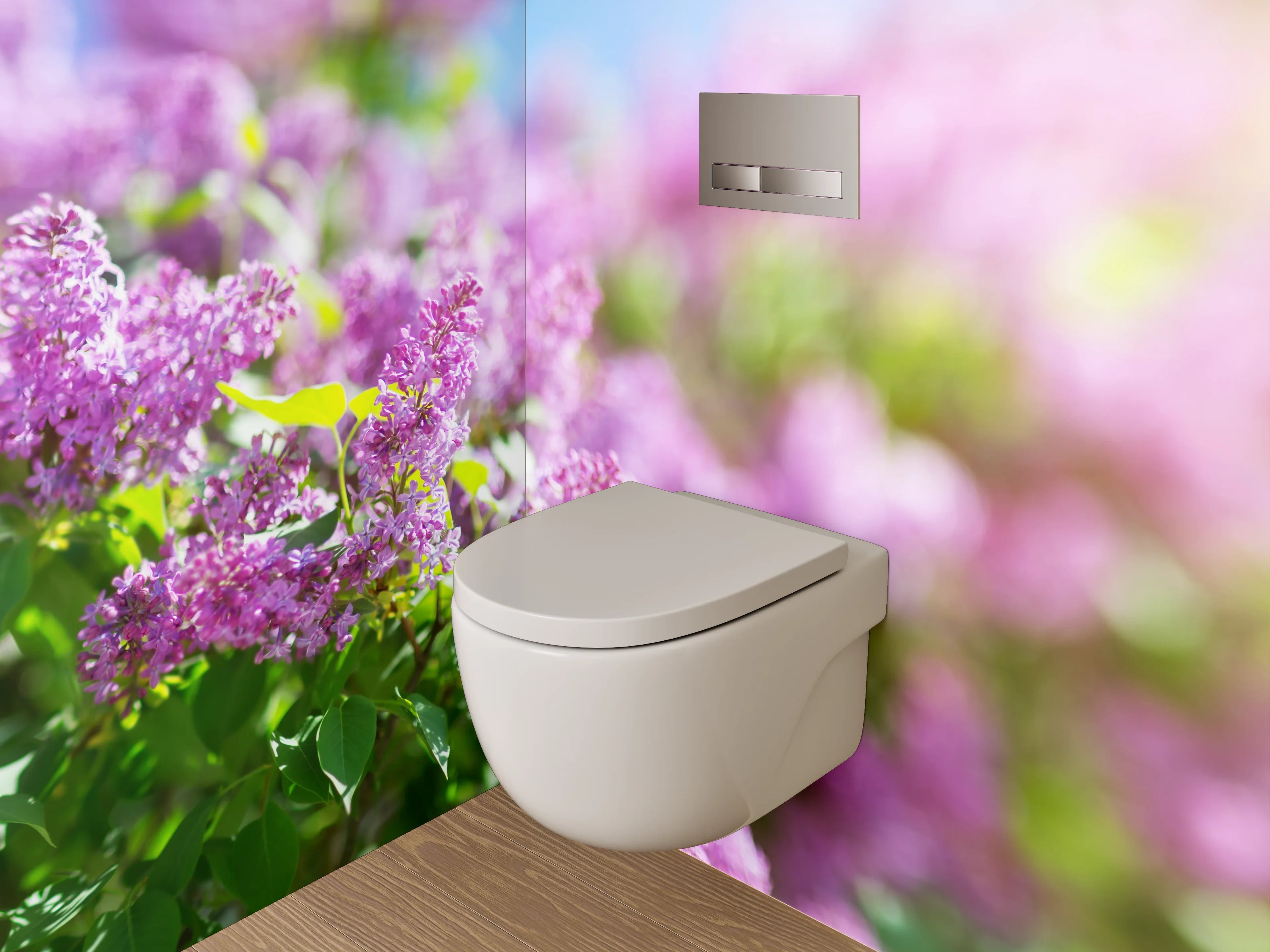 WC-Rückwand - Fliederblüte im Sonnenschein