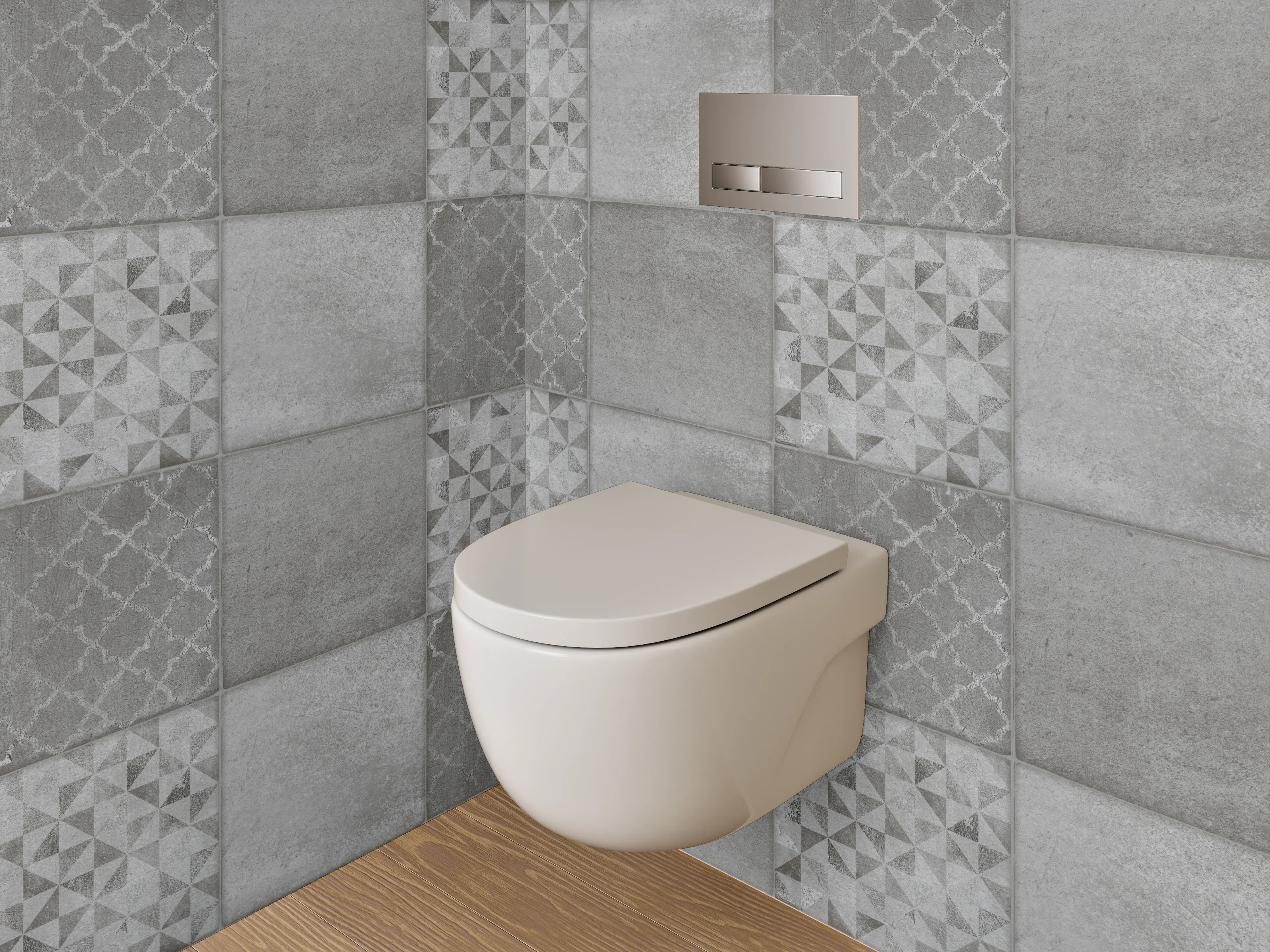 WC-Rückwand - Fliesenmuster Grau Weiß Mosaik