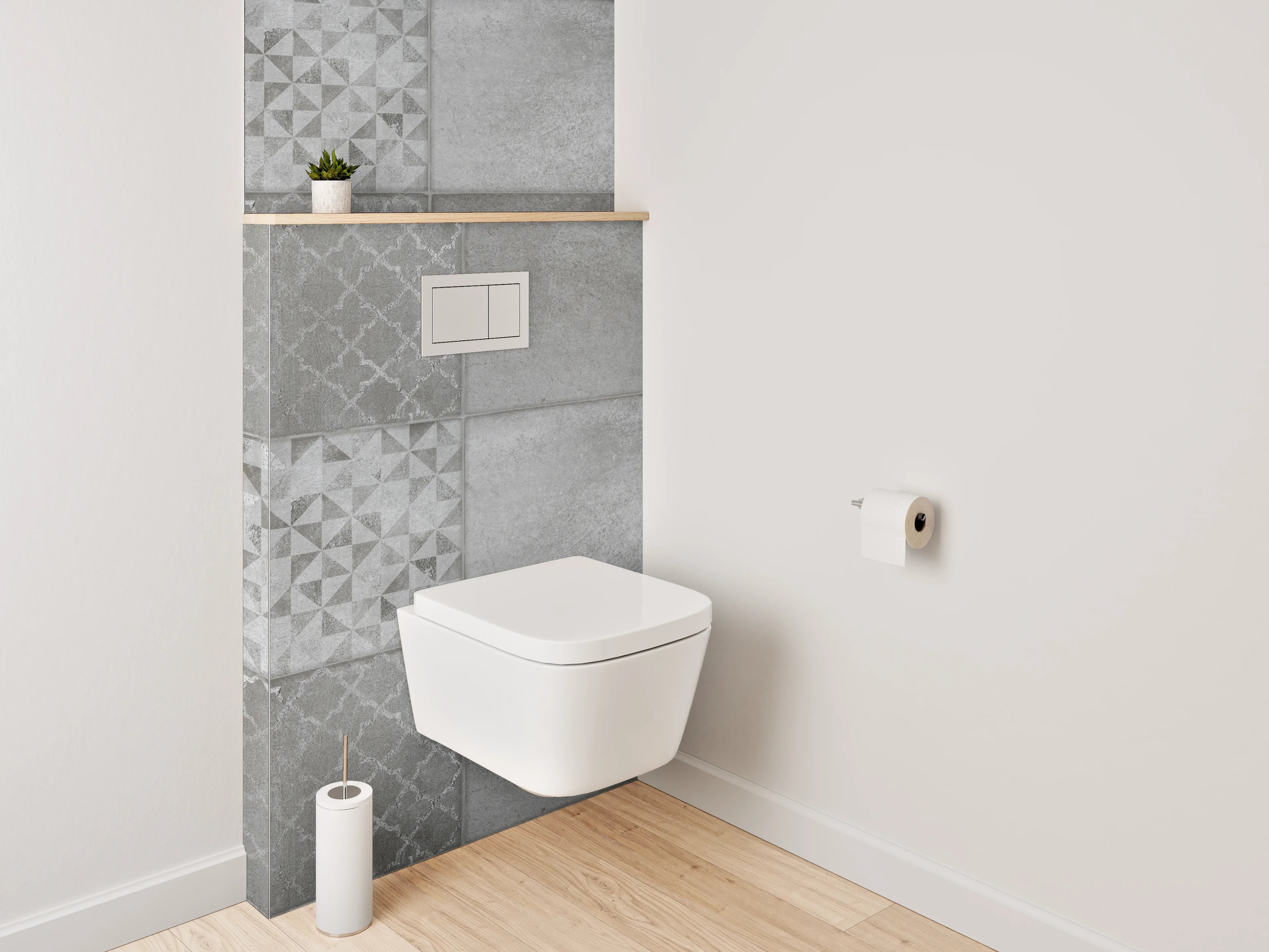 WC-Rückwand - Fliesenmuster Grau Weiß Mosaik