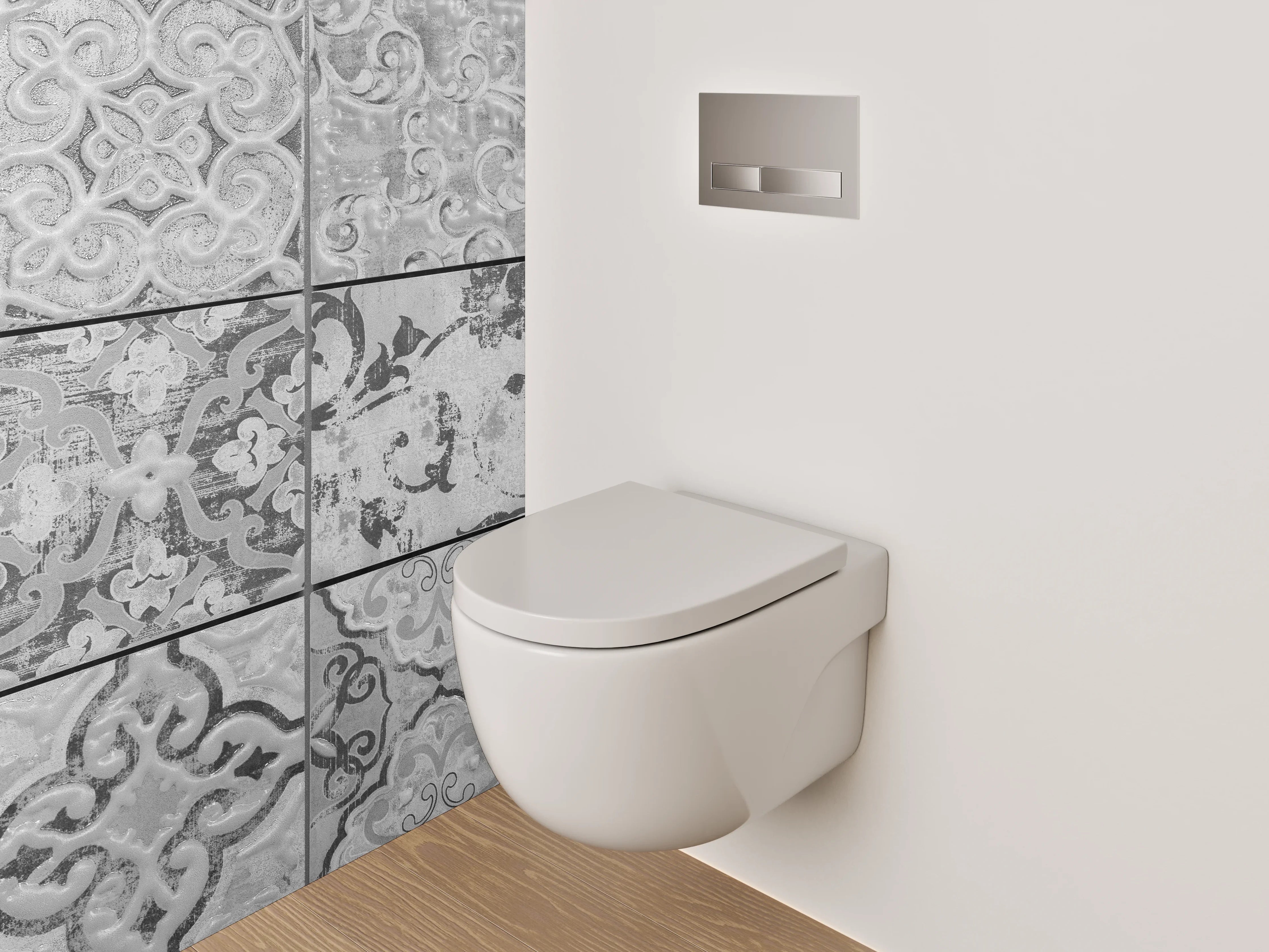 WC-Rückwand - Fliesenmuster in Schwarz-Weiß-Optik