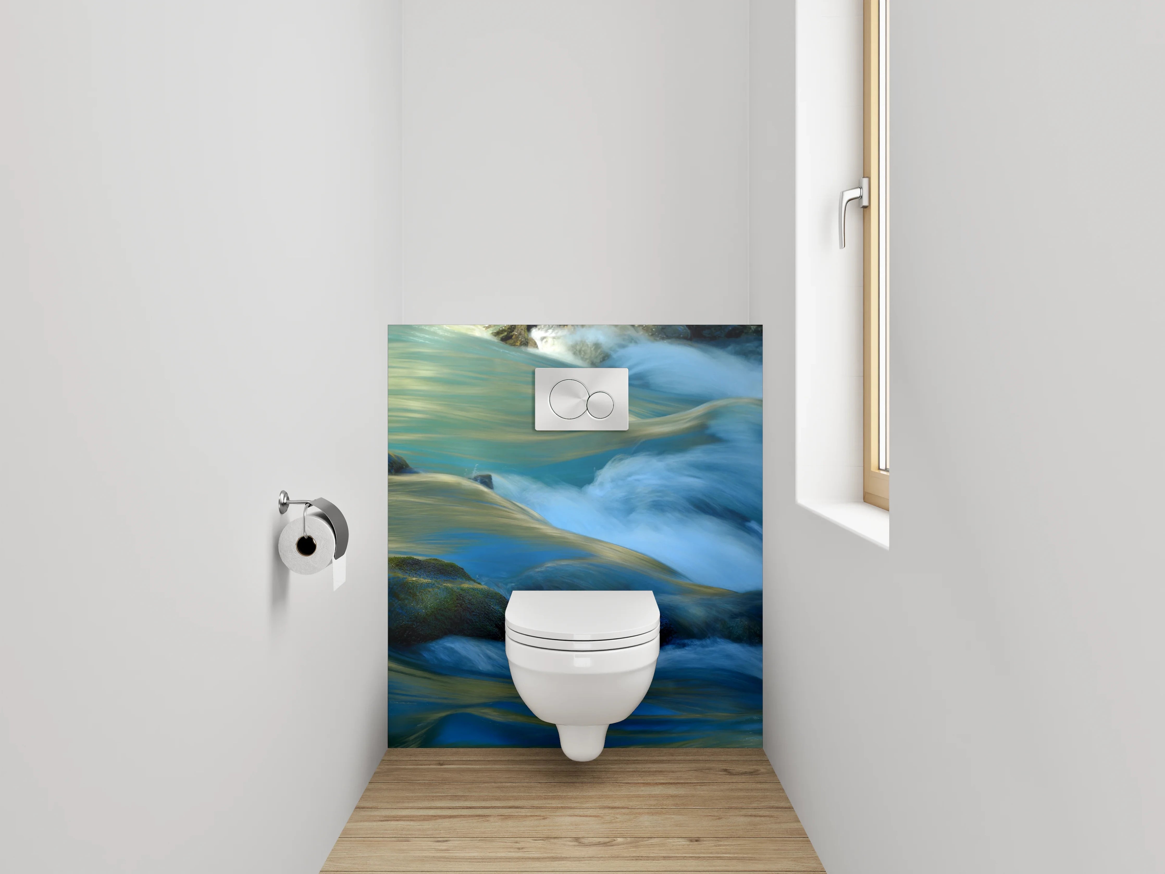 WC-Rückwand - Fließendes Wasser Naturmotiv fürs Bad