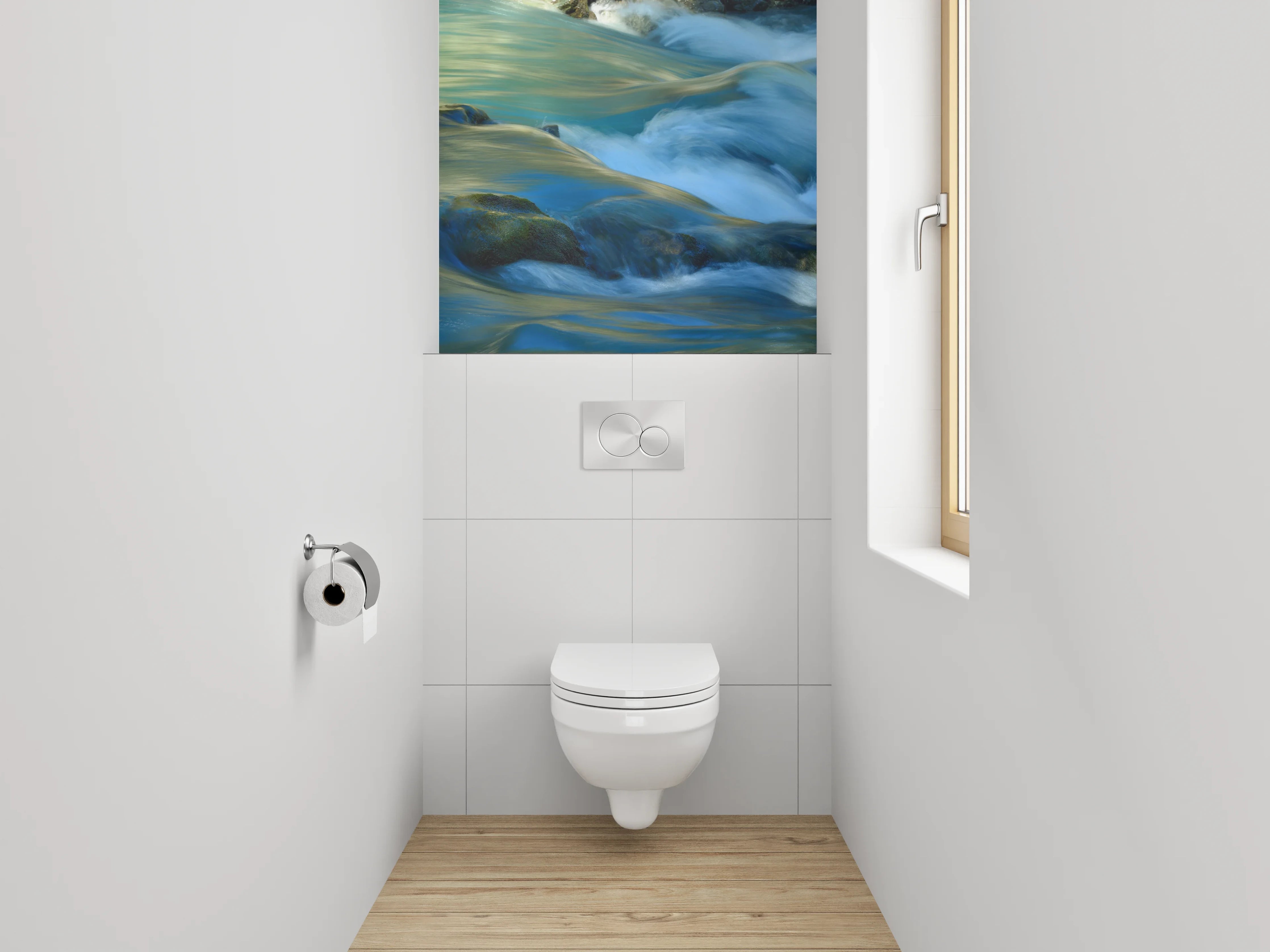 WC-Rückwand - Fließendes Wasser Naturmotiv fürs Bad