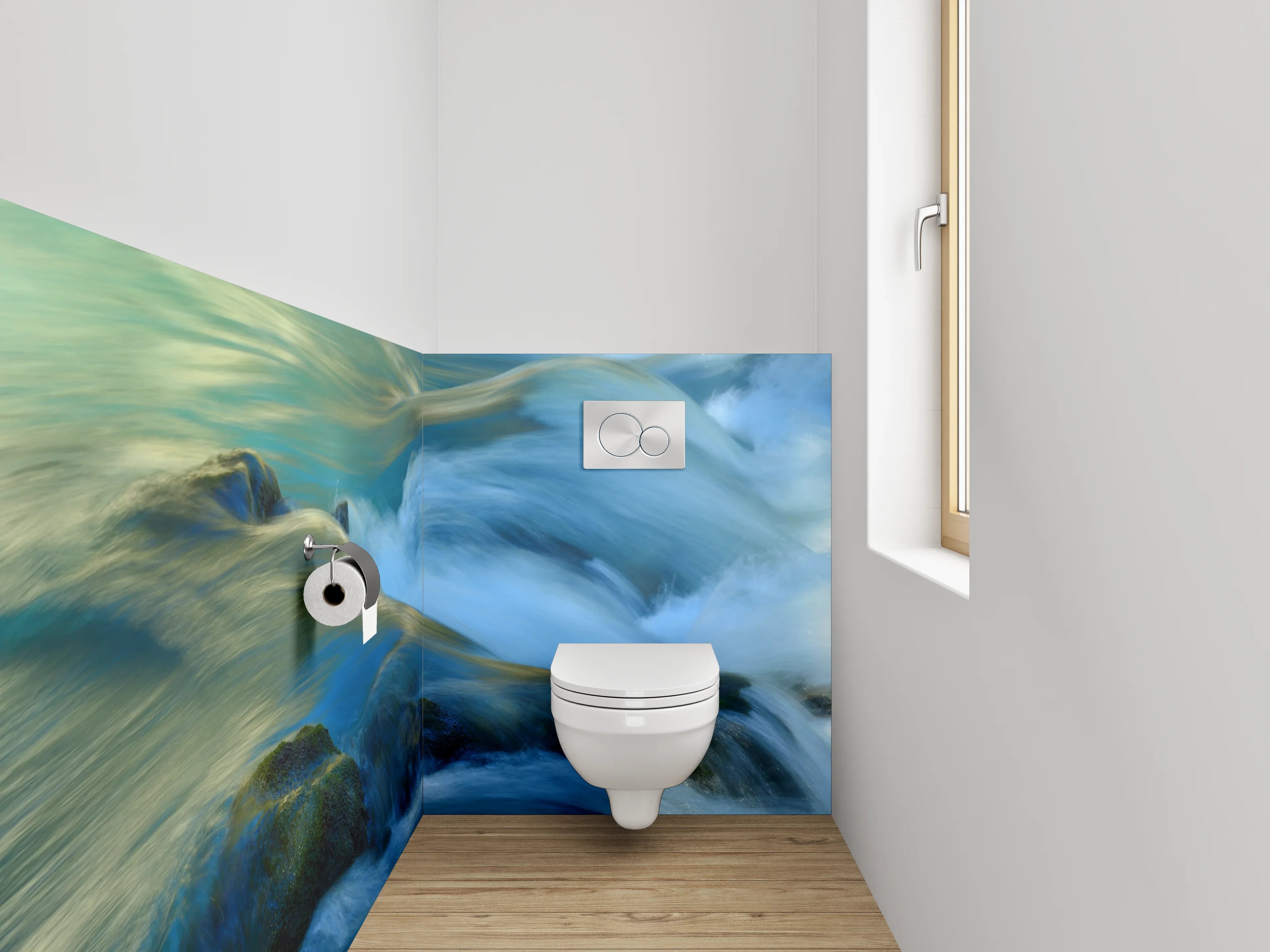WC-Rückwand - Fließendes Wasser Naturmotiv fürs Bad