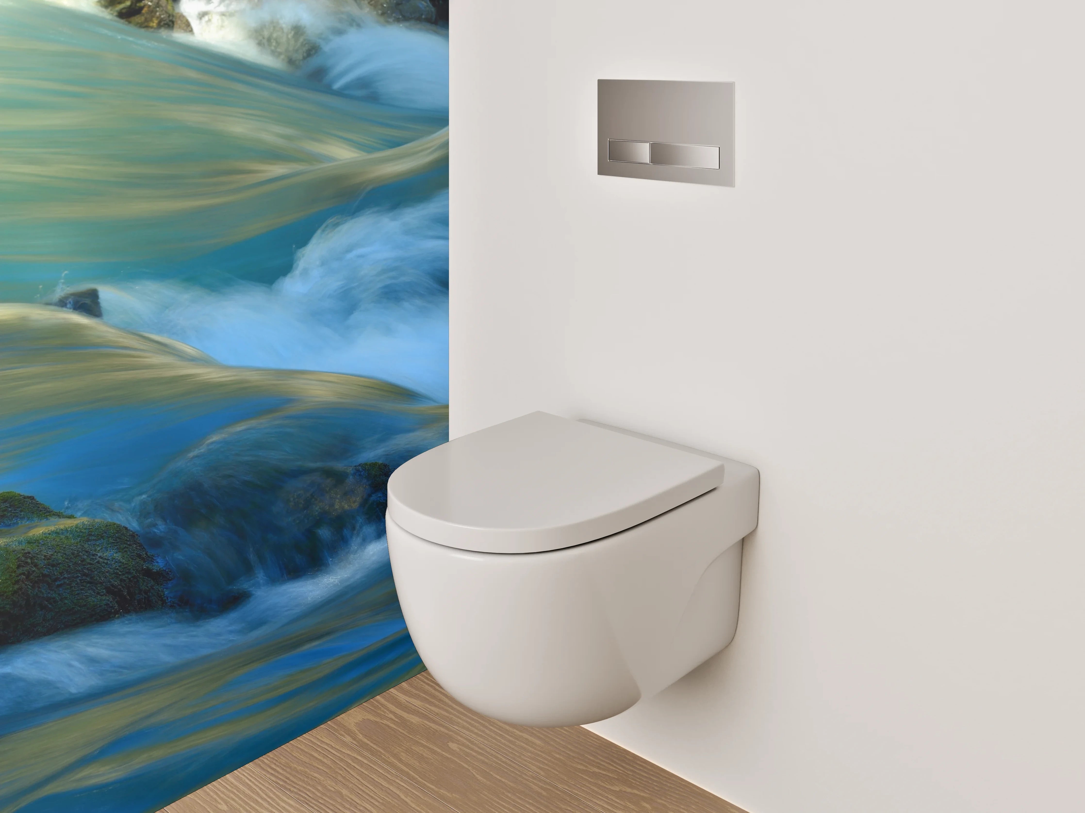 WC-Rückwand - Fließendes Wasser Naturmotiv fürs Bad