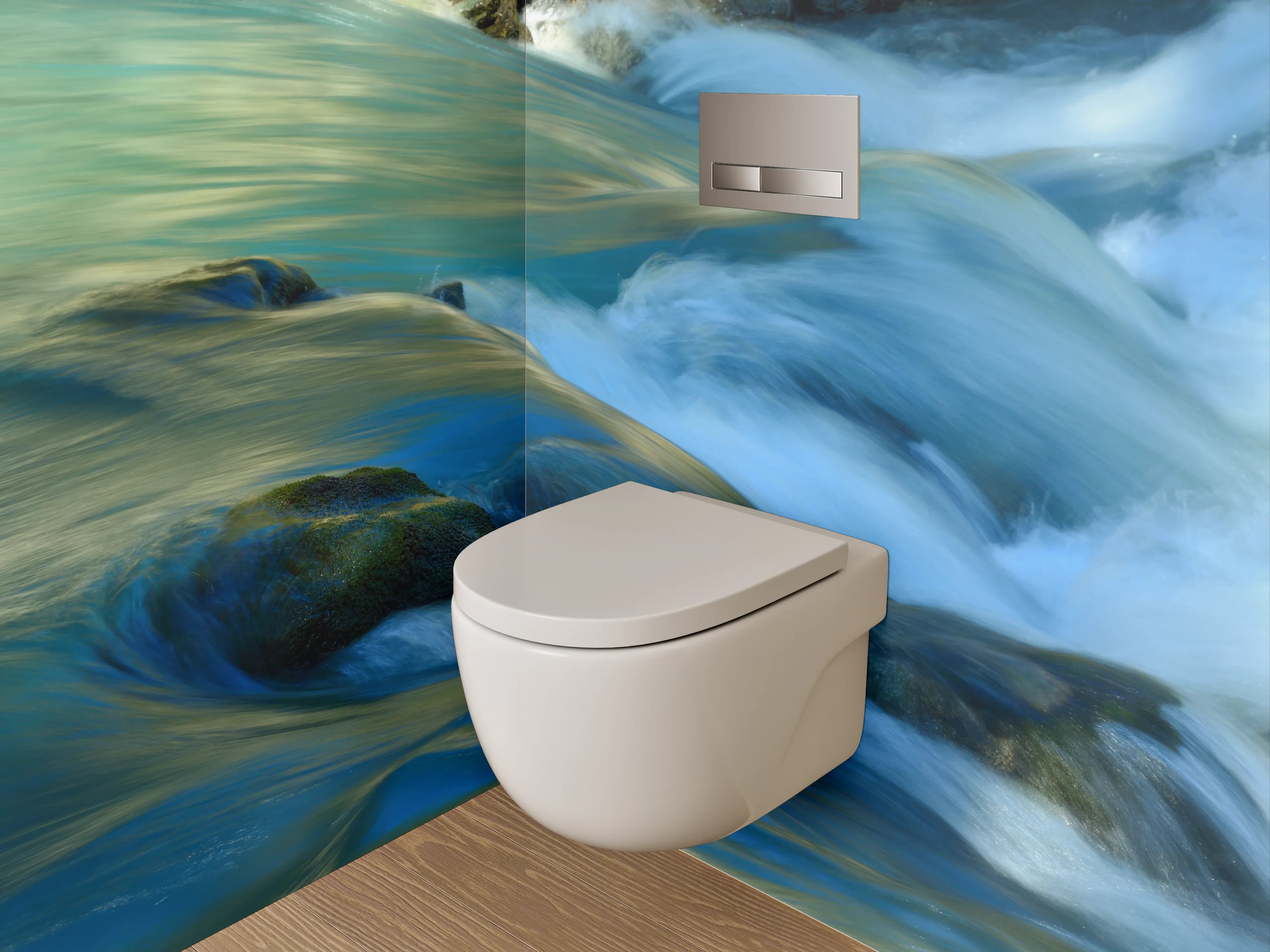 WC-Rückwand - Fließendes Wasser Naturmotiv fürs Bad