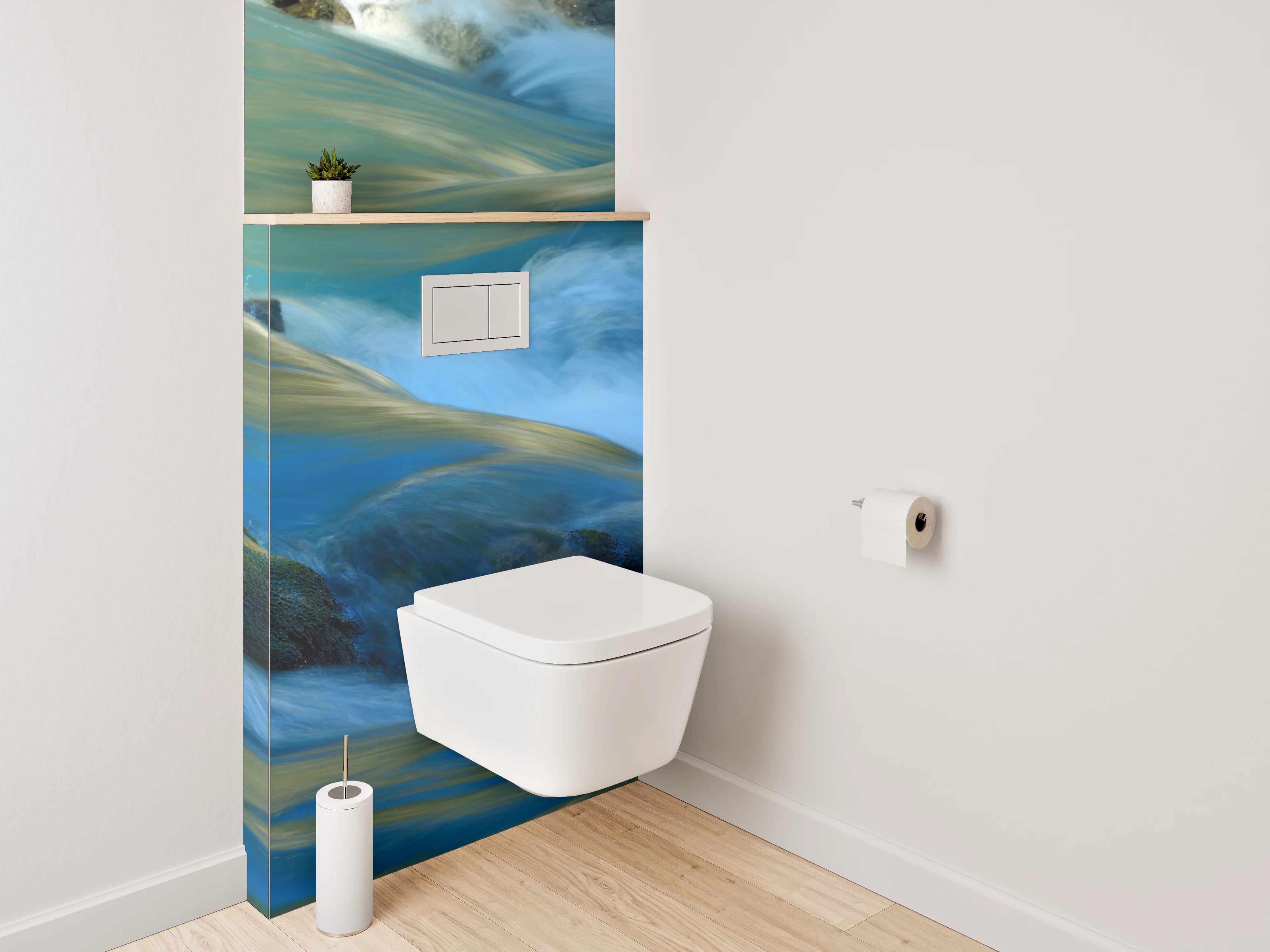 WC-Rückwand - Fließendes Wasser Naturmotiv fürs Bad