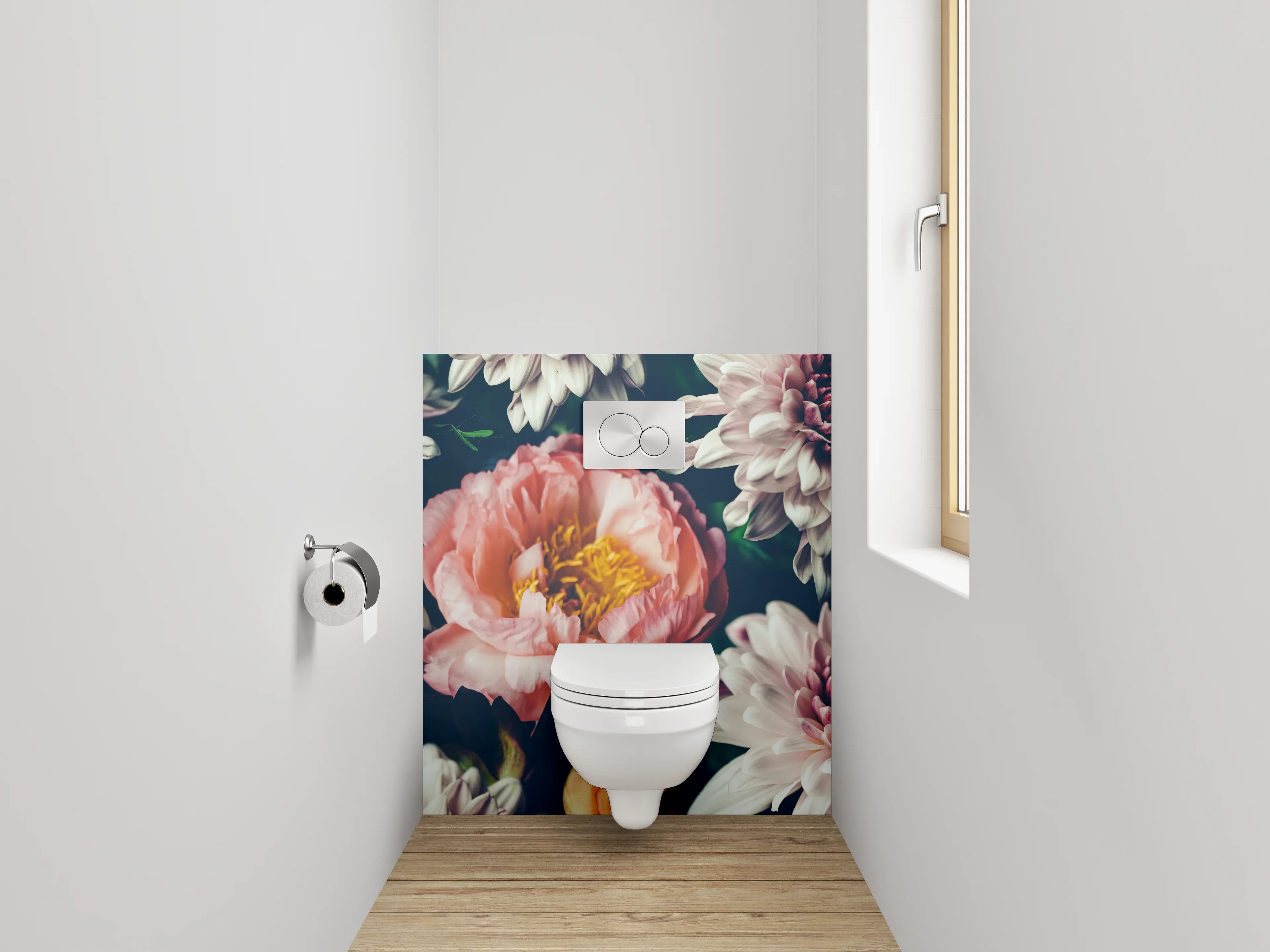 WC-Rückwand - Florale Blütenpracht Aquarell