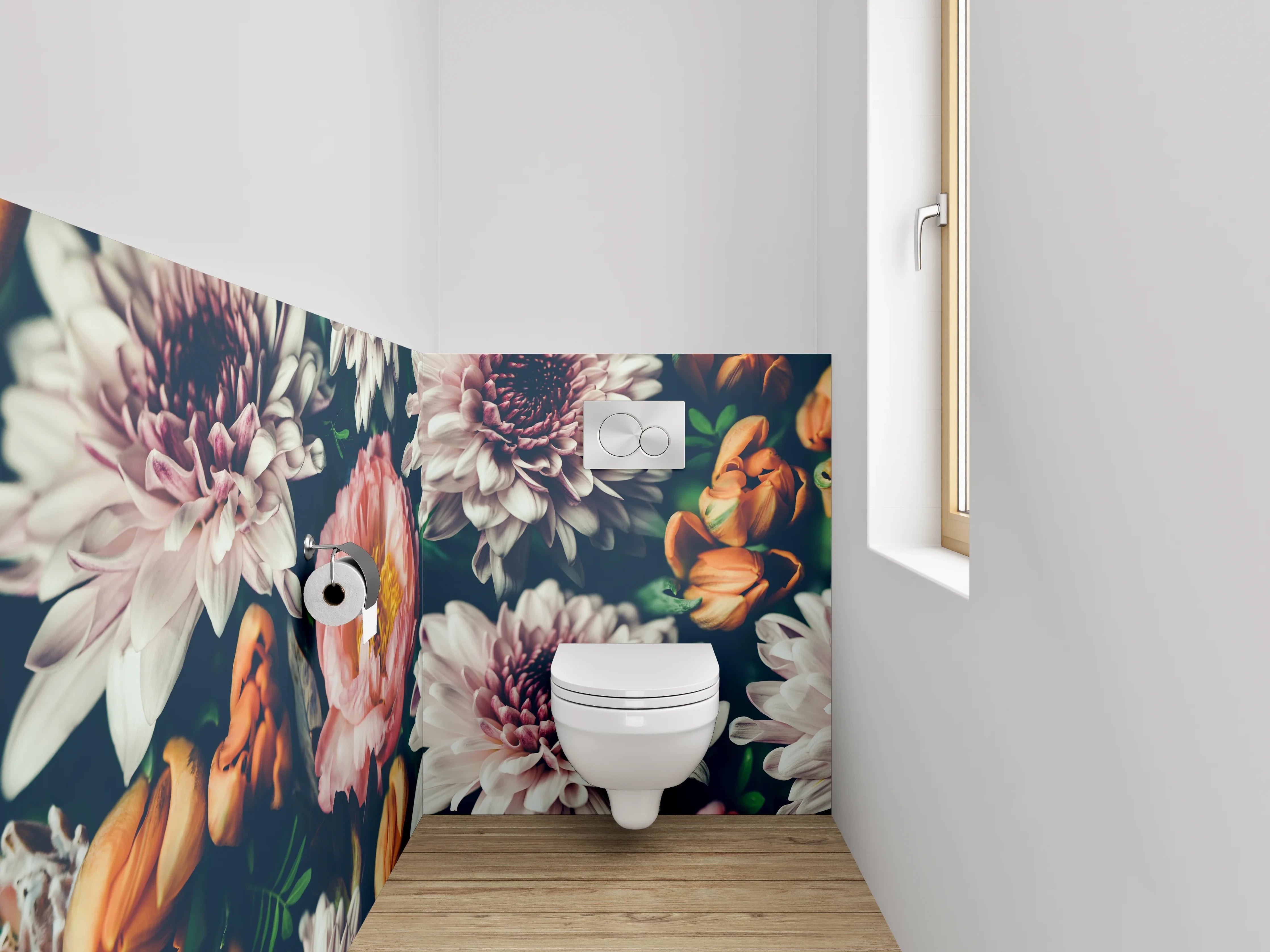 WC-Rückwand - Florale Blütenpracht Aquarell