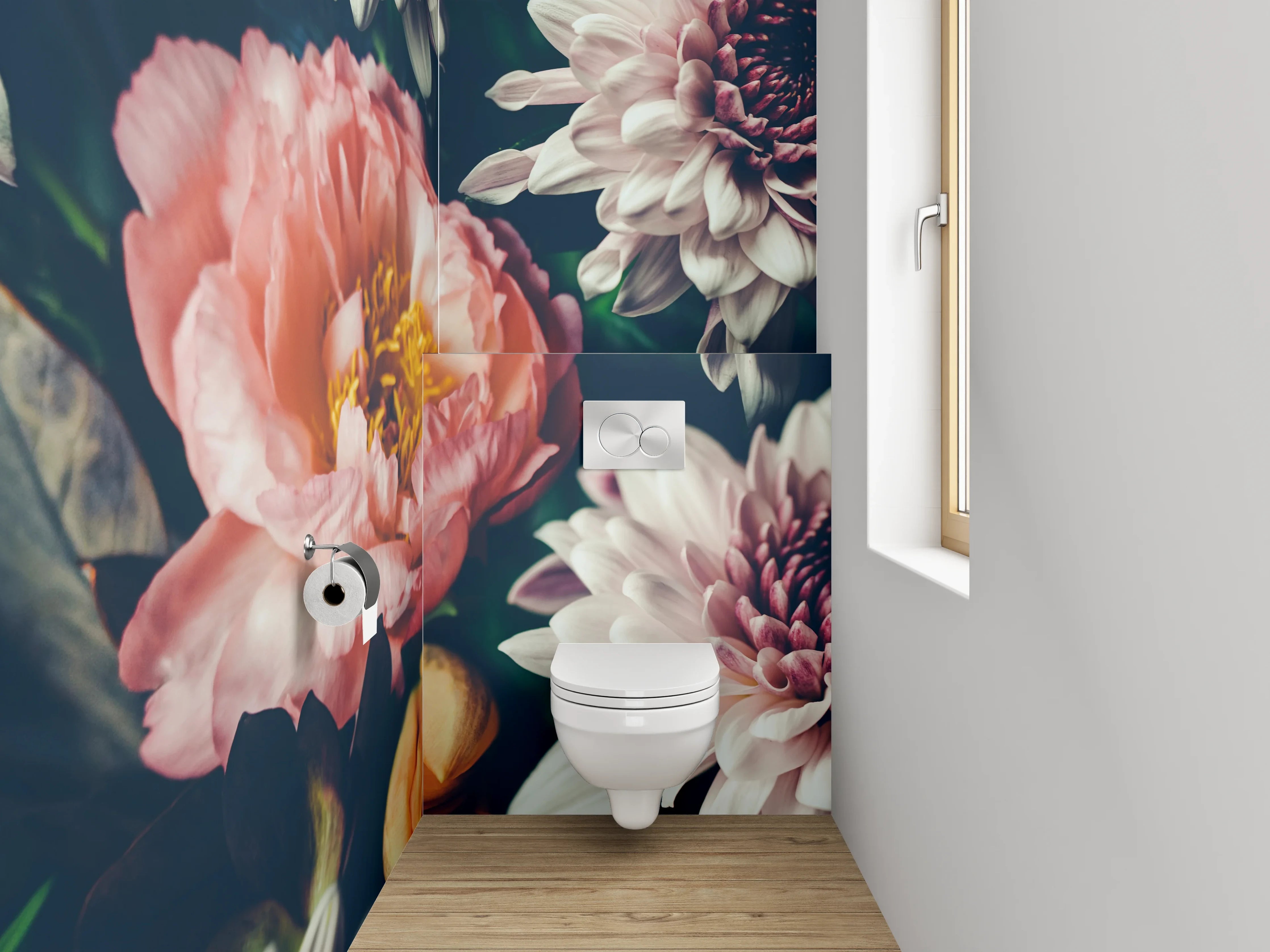 WC-Rückwand - Florale Blütenpracht Aquarell