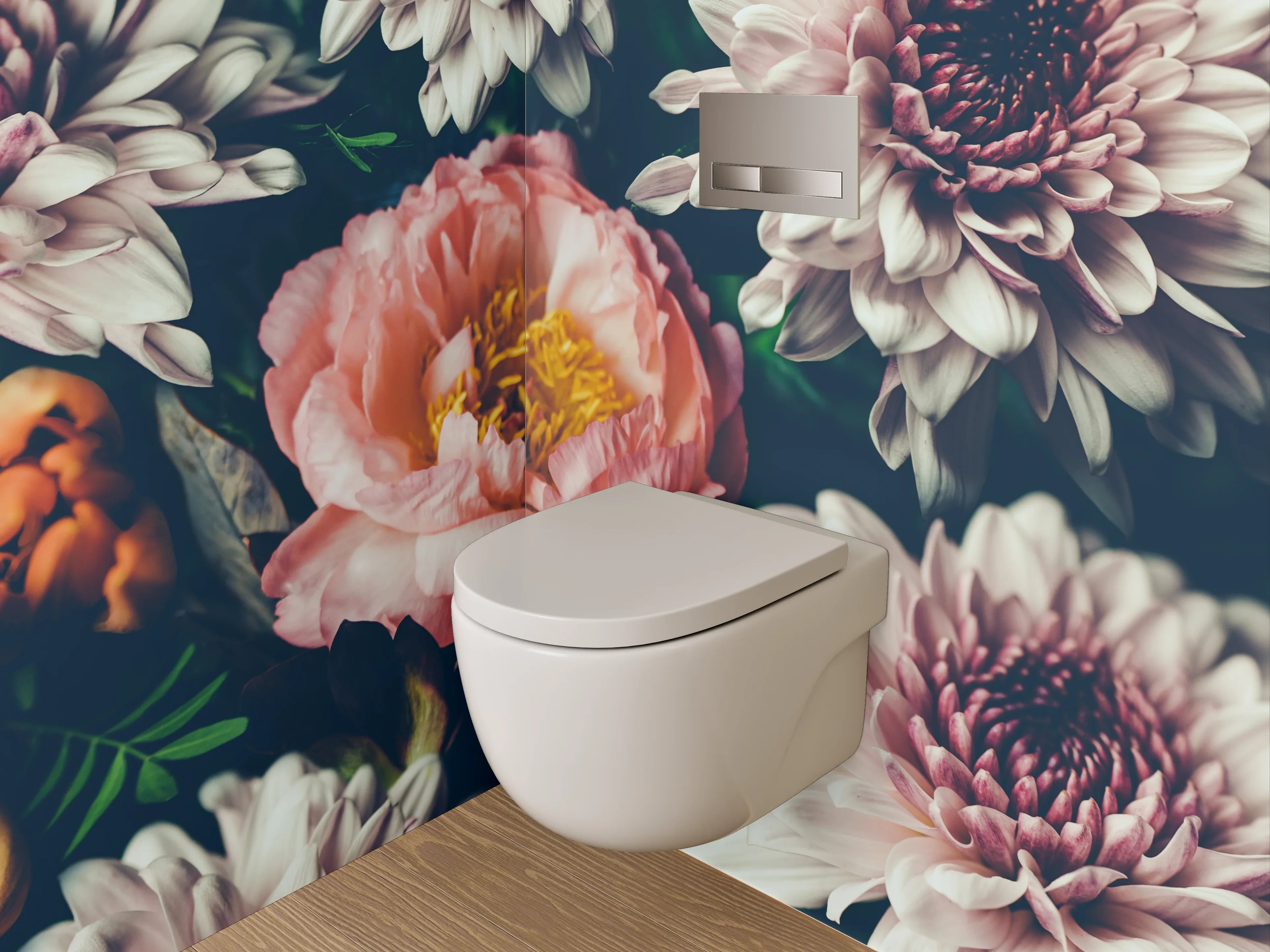 WC-Rückwand - Florale Blütenpracht Aquarell