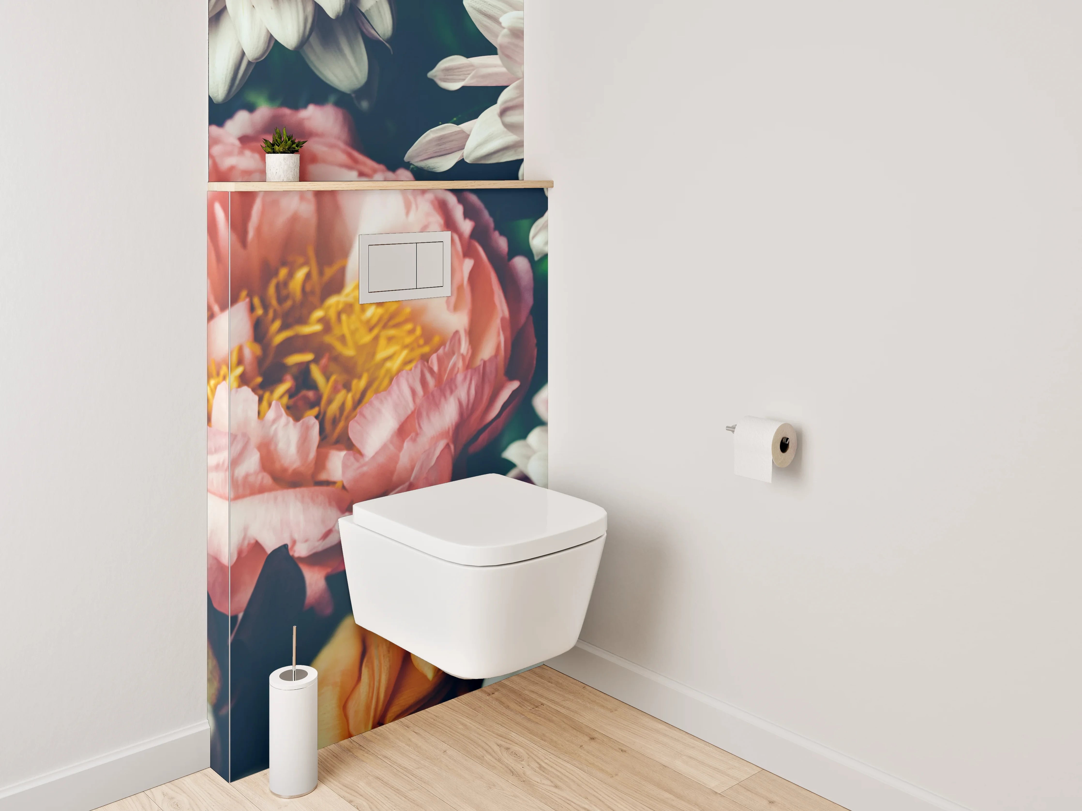 WC-Rückwand - Florale Blütenpracht Aquarell