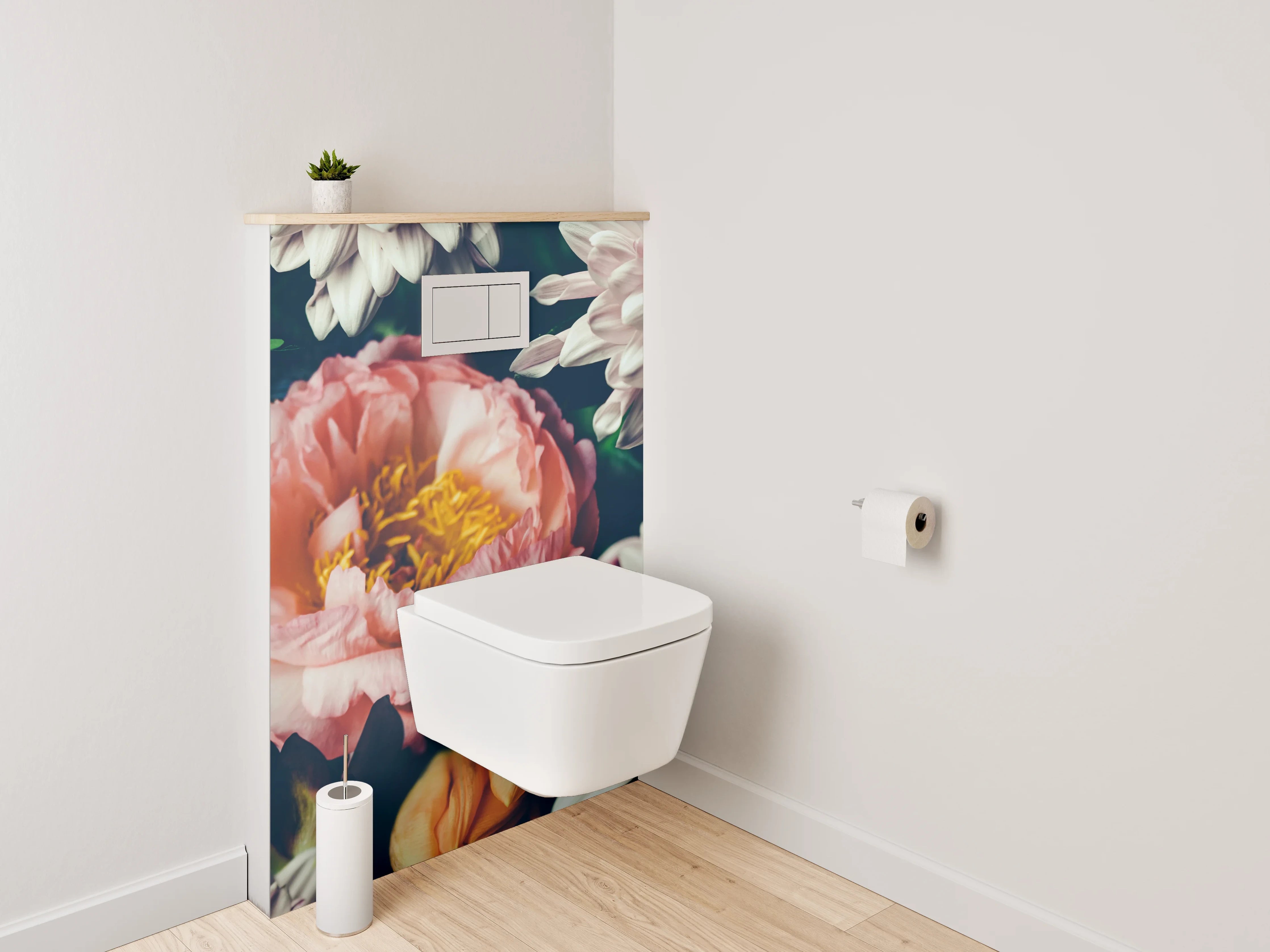 WC-Rückwand - Florale Blütenpracht Aquarell