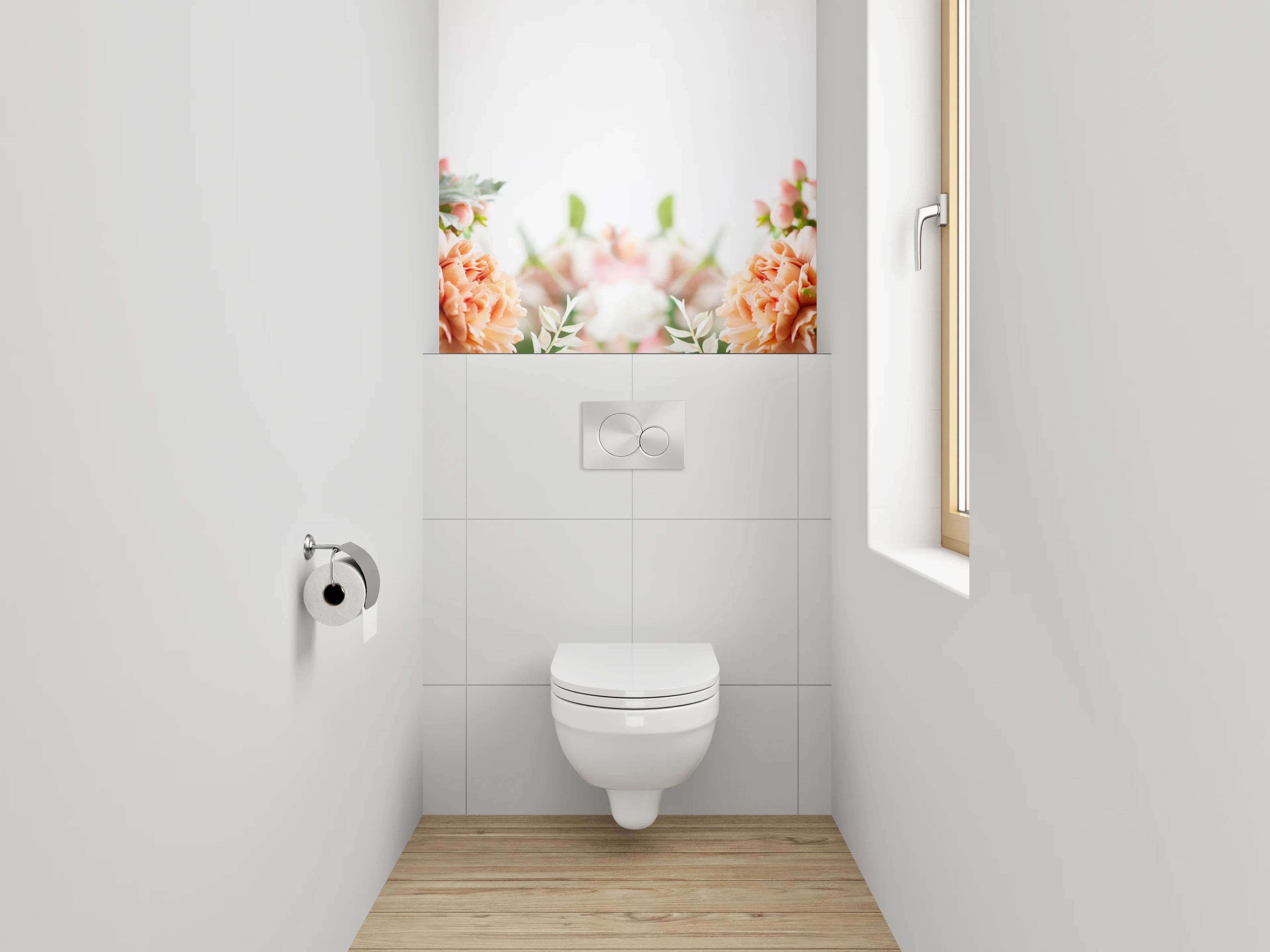 WC-Rückwand - Florale Eleganz in Pastell
