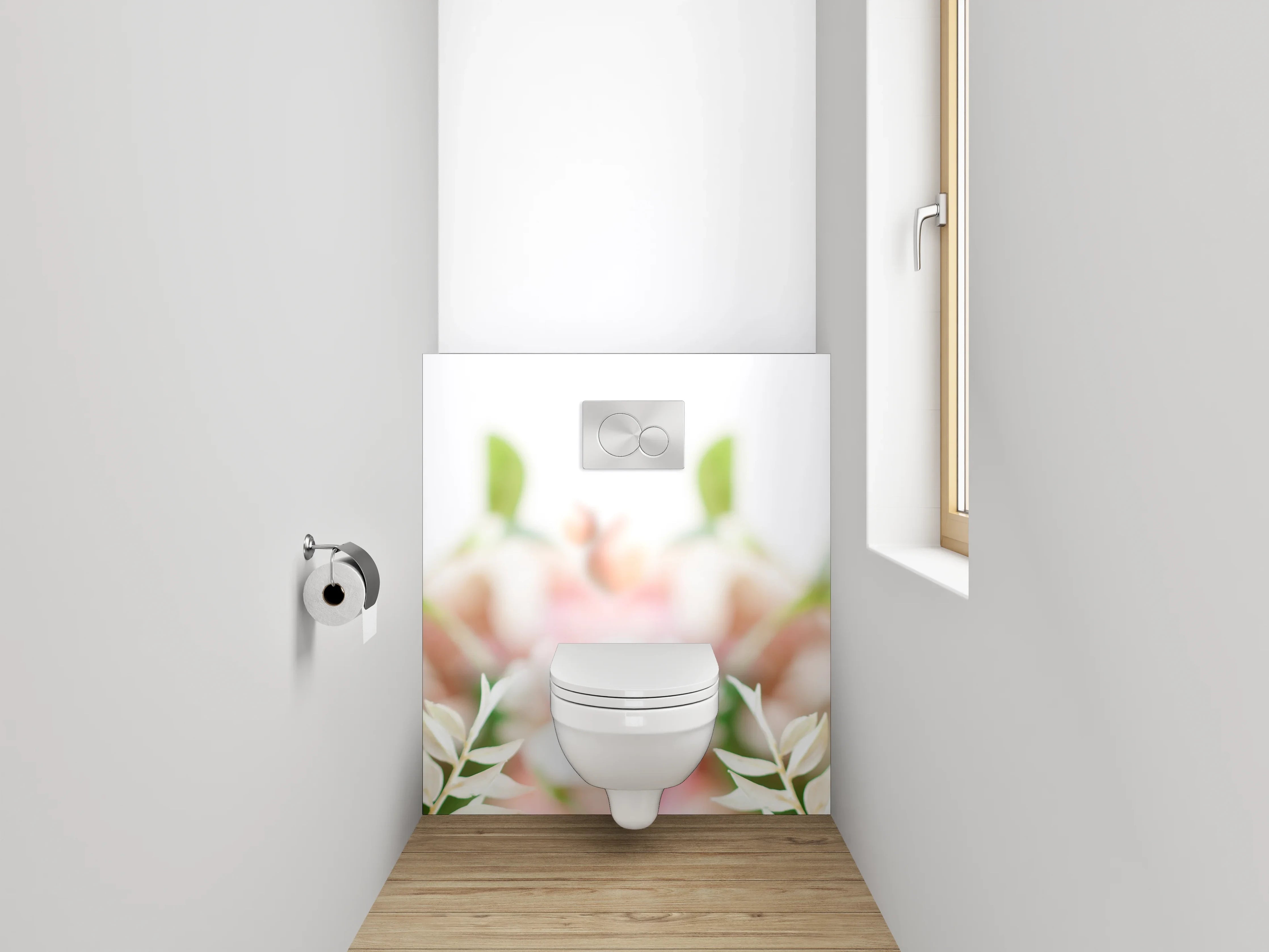 WC-Rückwand - Florale Eleganz in Pastell