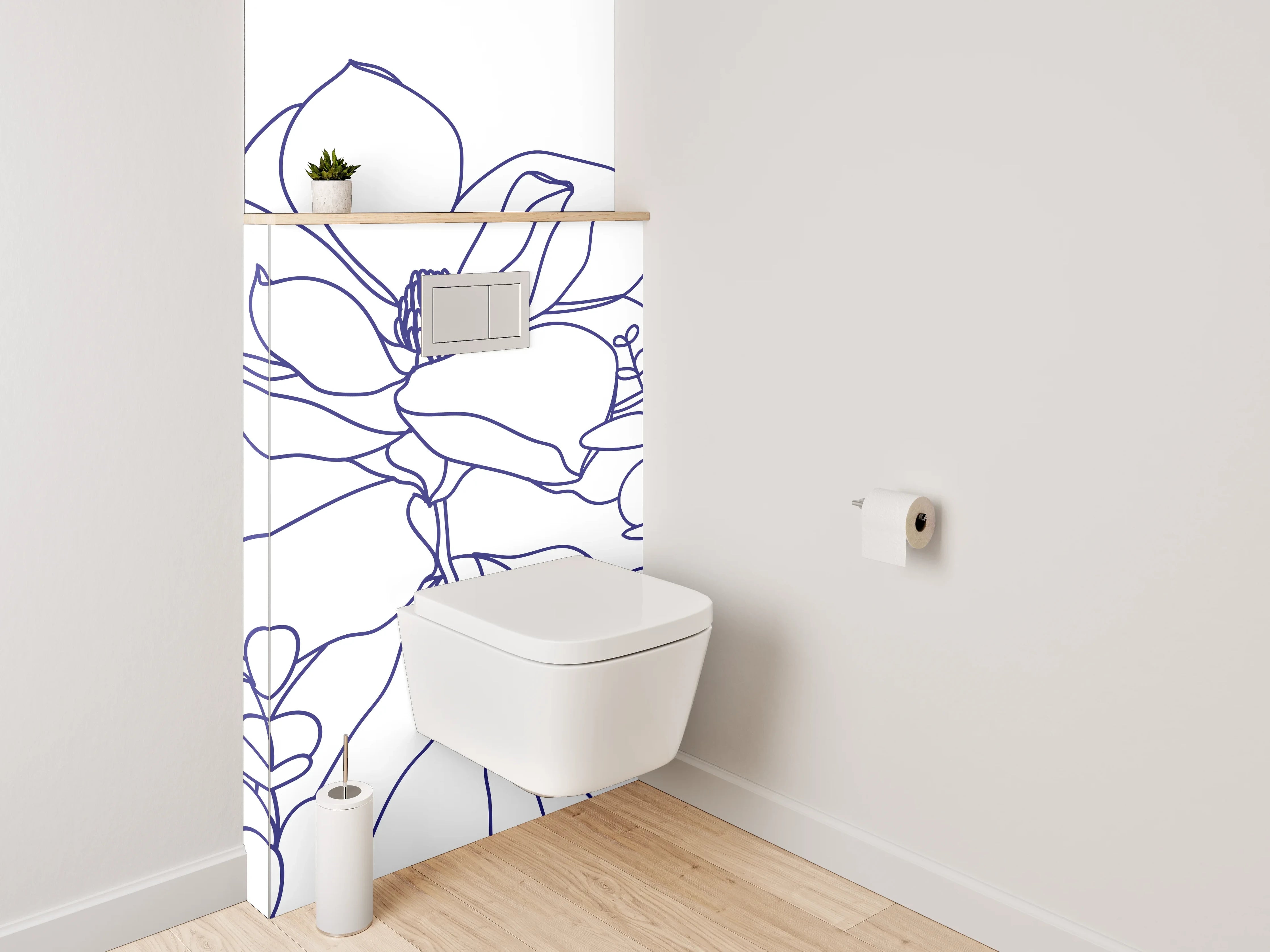 WC-Rückwand - Florale Lineart Blumen-Motiv