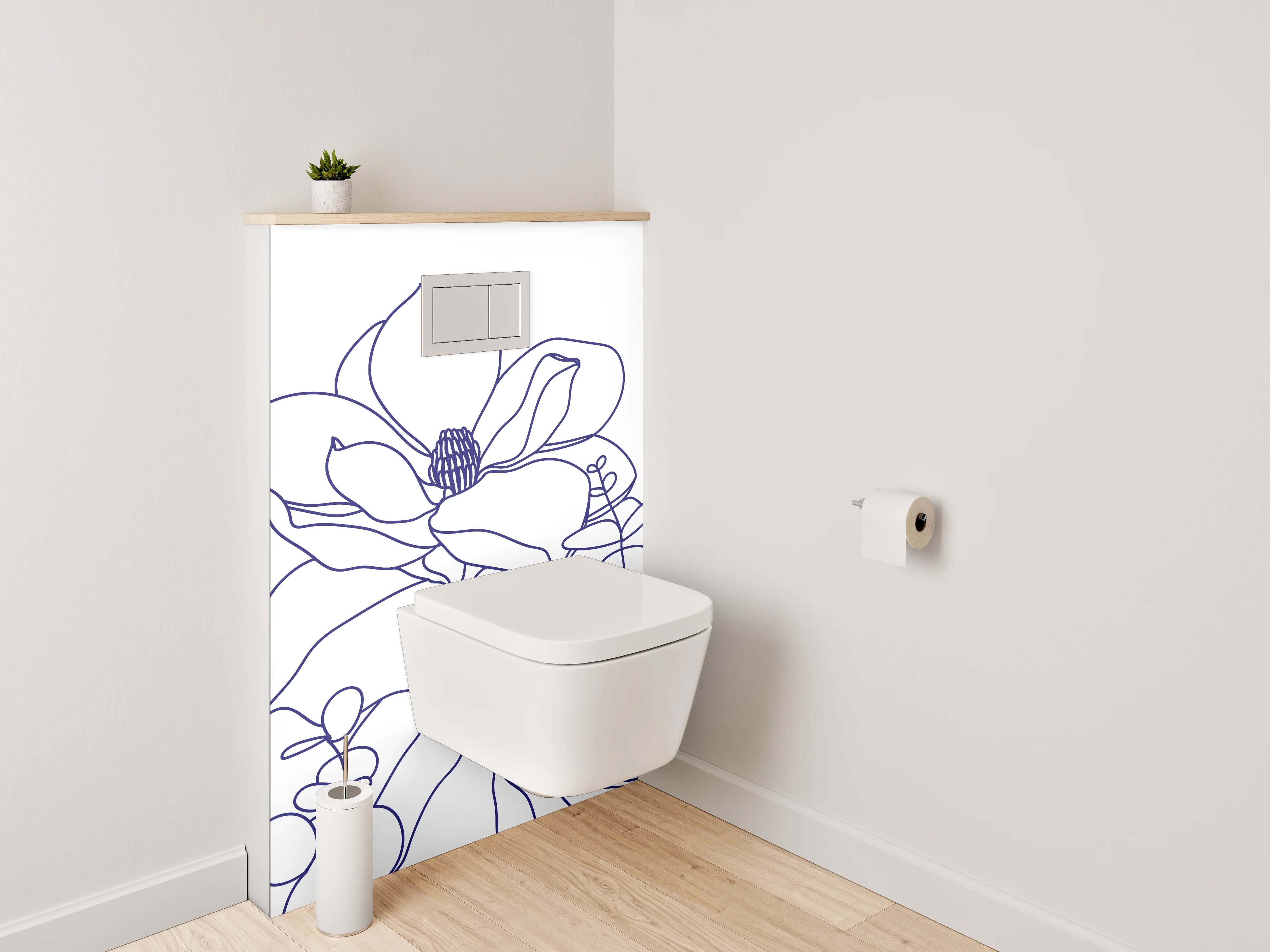 WC-Rückwand - Florale Lineart Blumen-Motiv