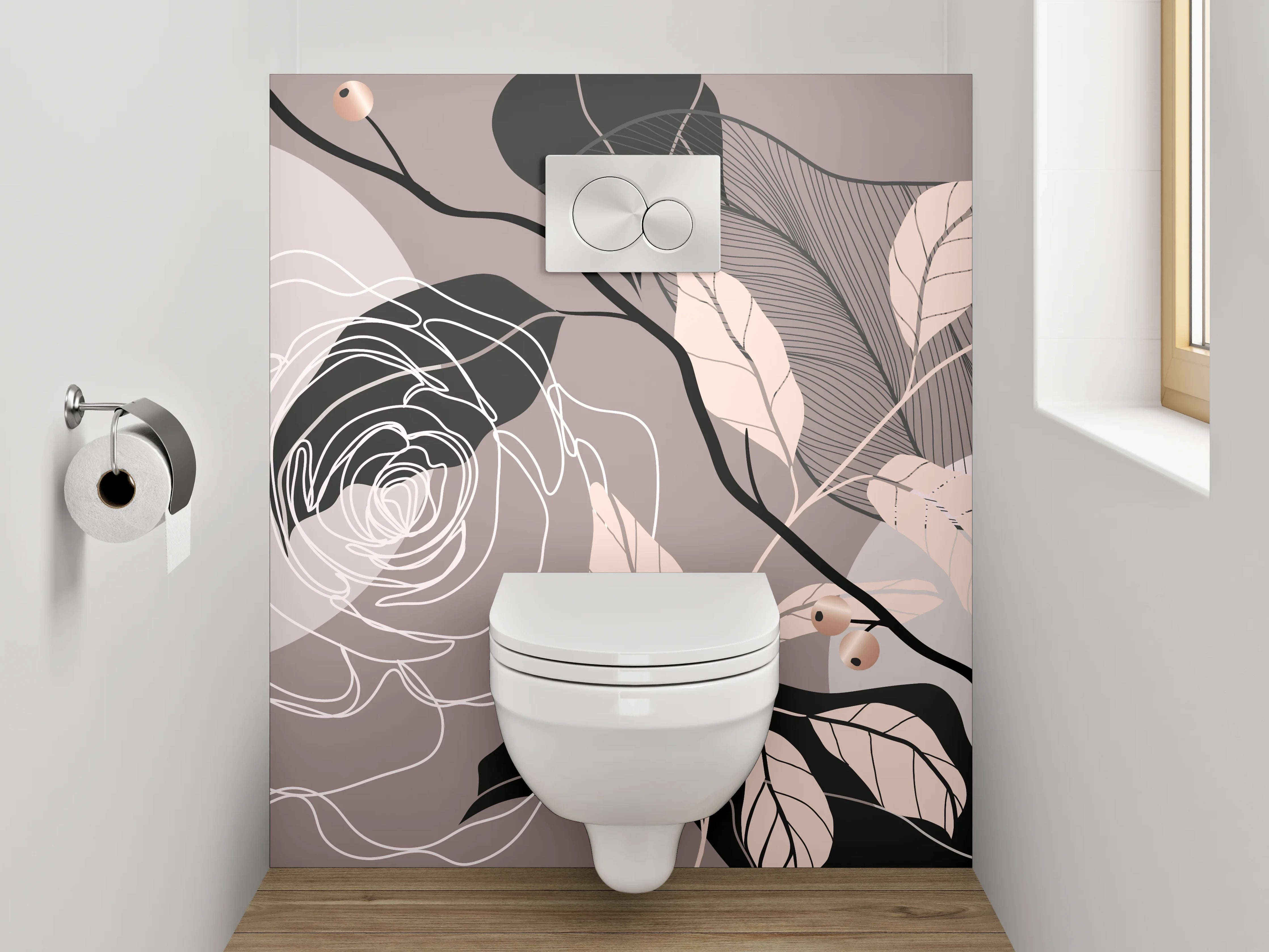 WC-Rückwand - Florale Lineart Elegant Modern
