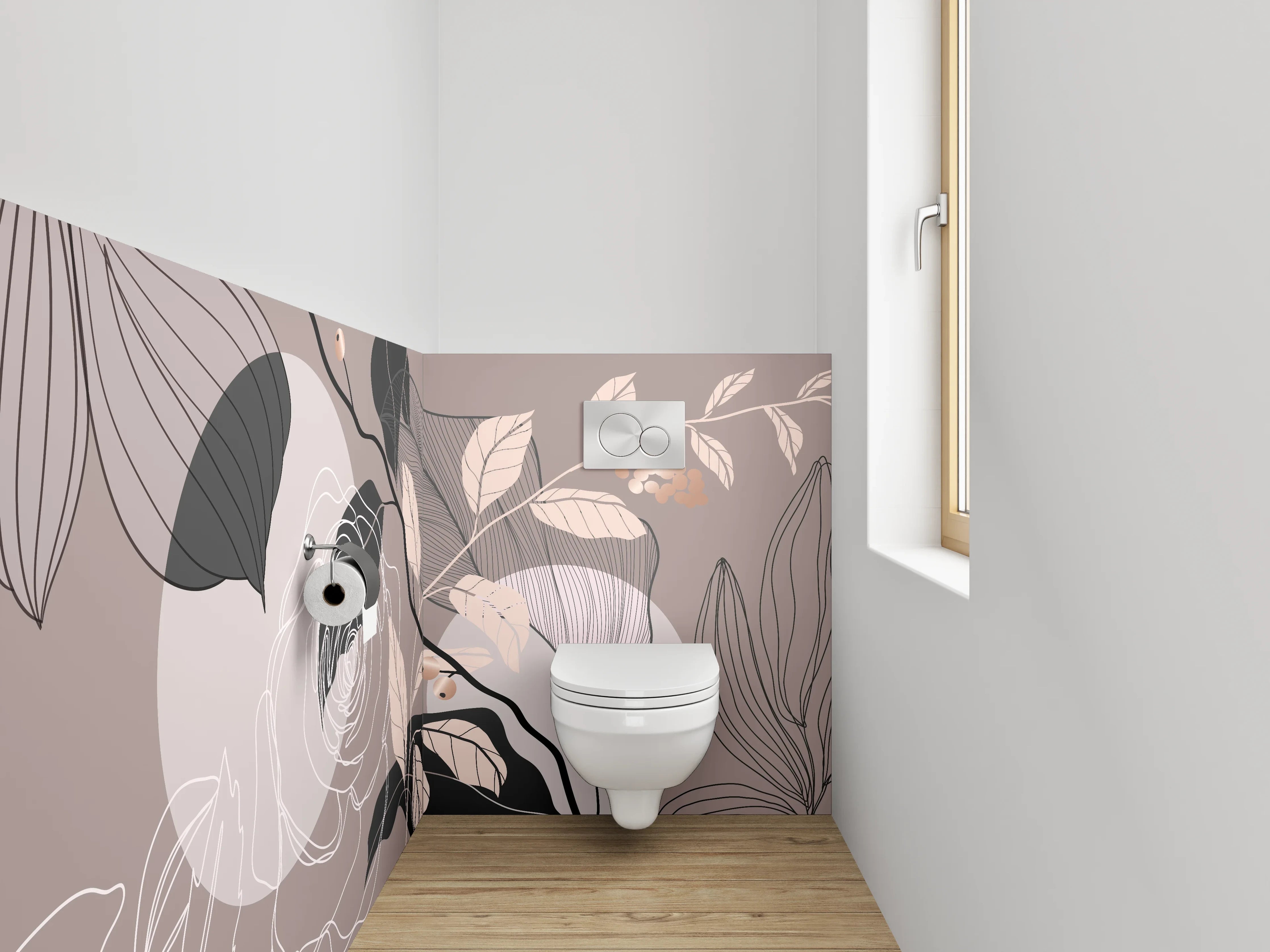 WC-Rückwand - Florale Lineart Elegant Modern