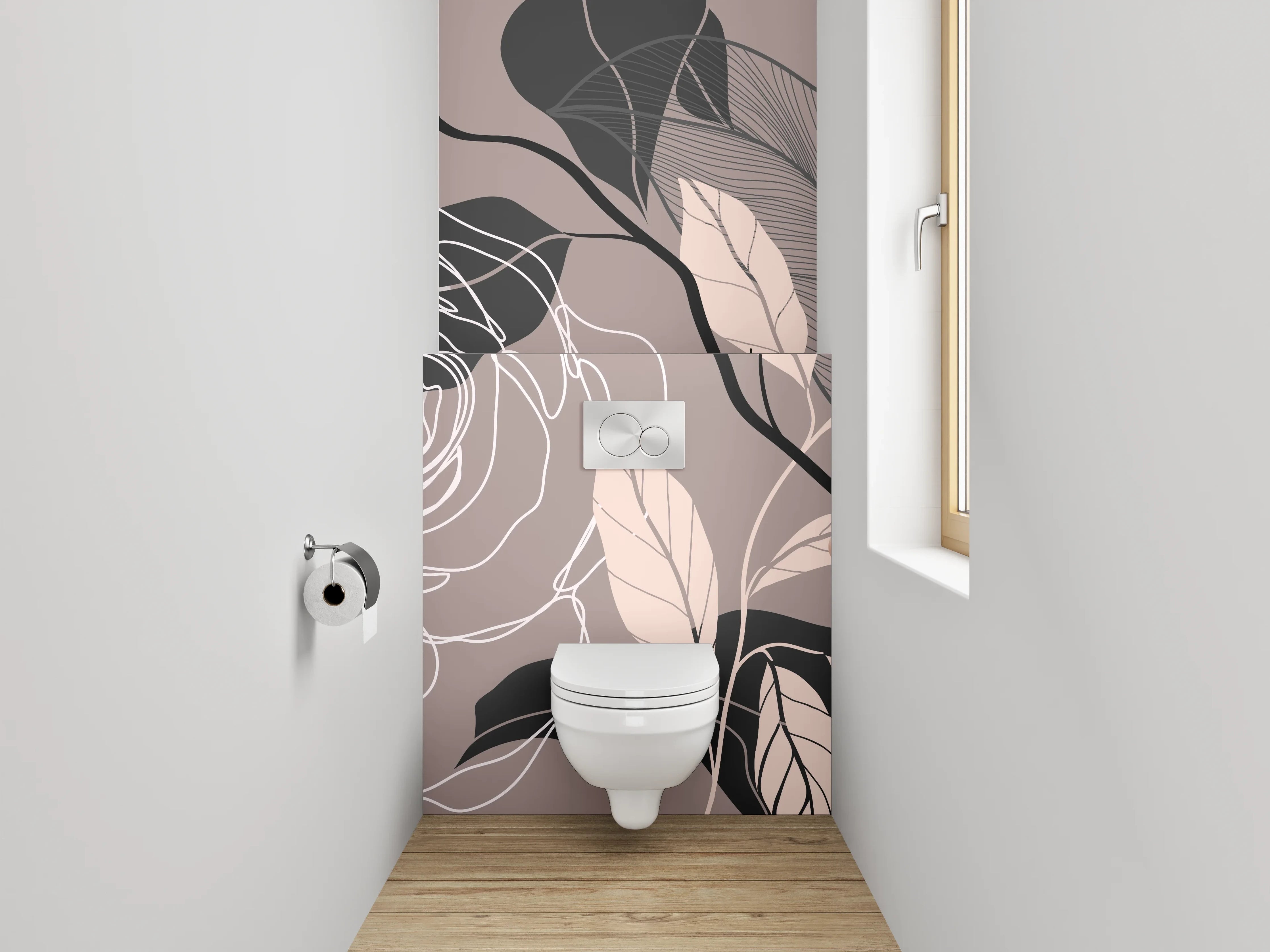 WC-Rückwand - Florale Lineart Elegant Modern
