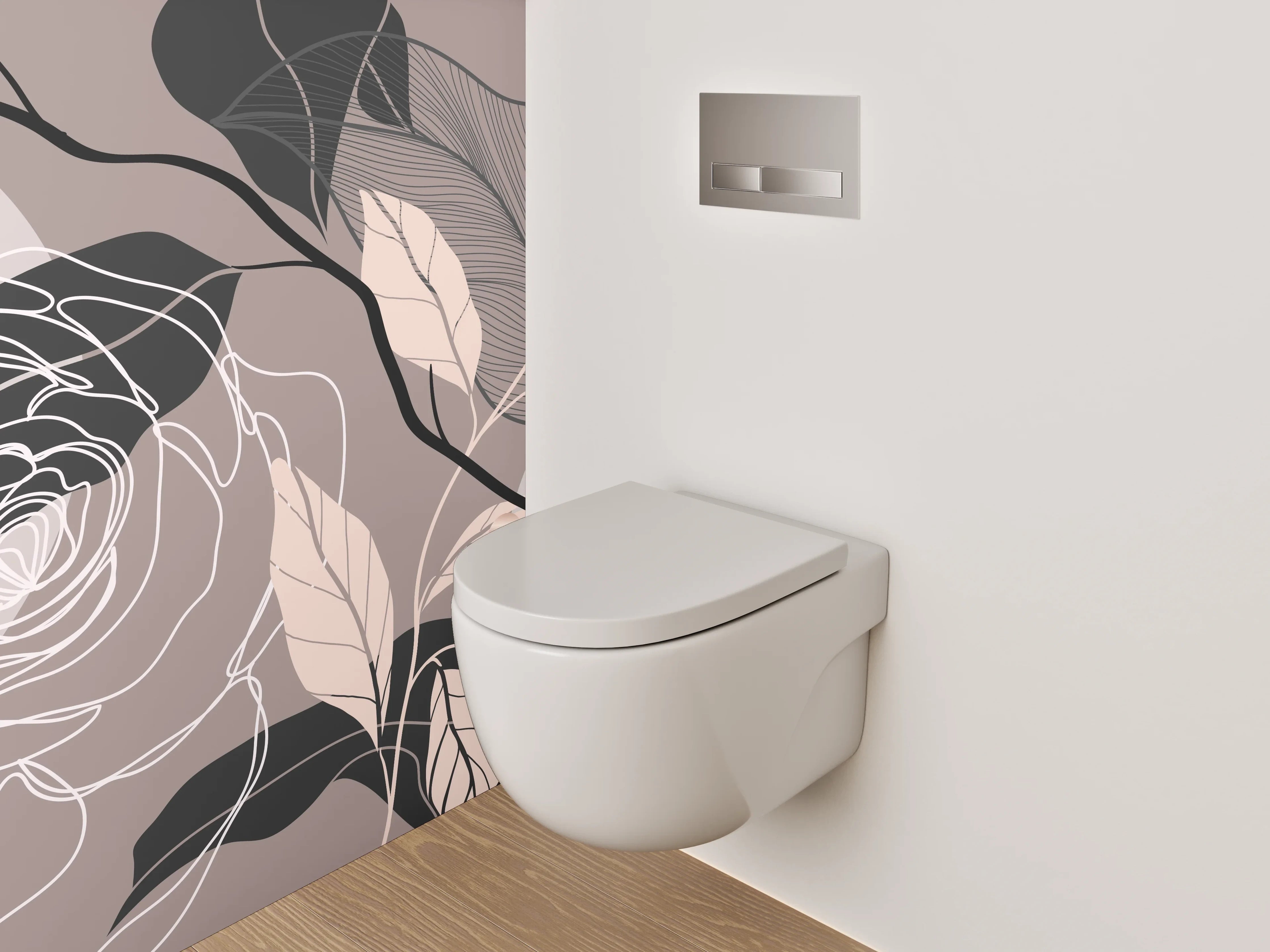 WC-Rückwand - Florale Lineart Elegant Modern