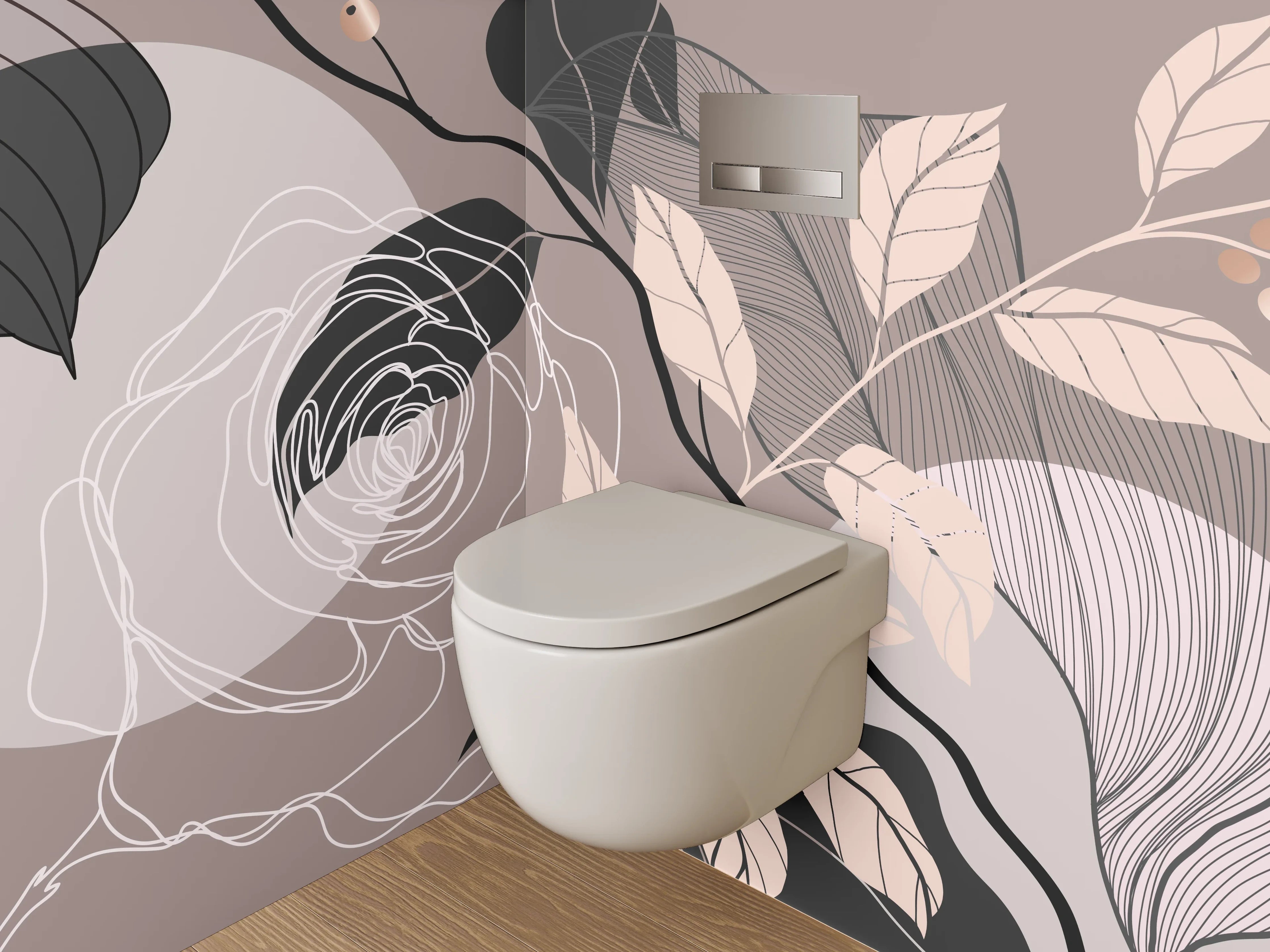 WC-Rückwand - Florale Lineart Elegant Modern