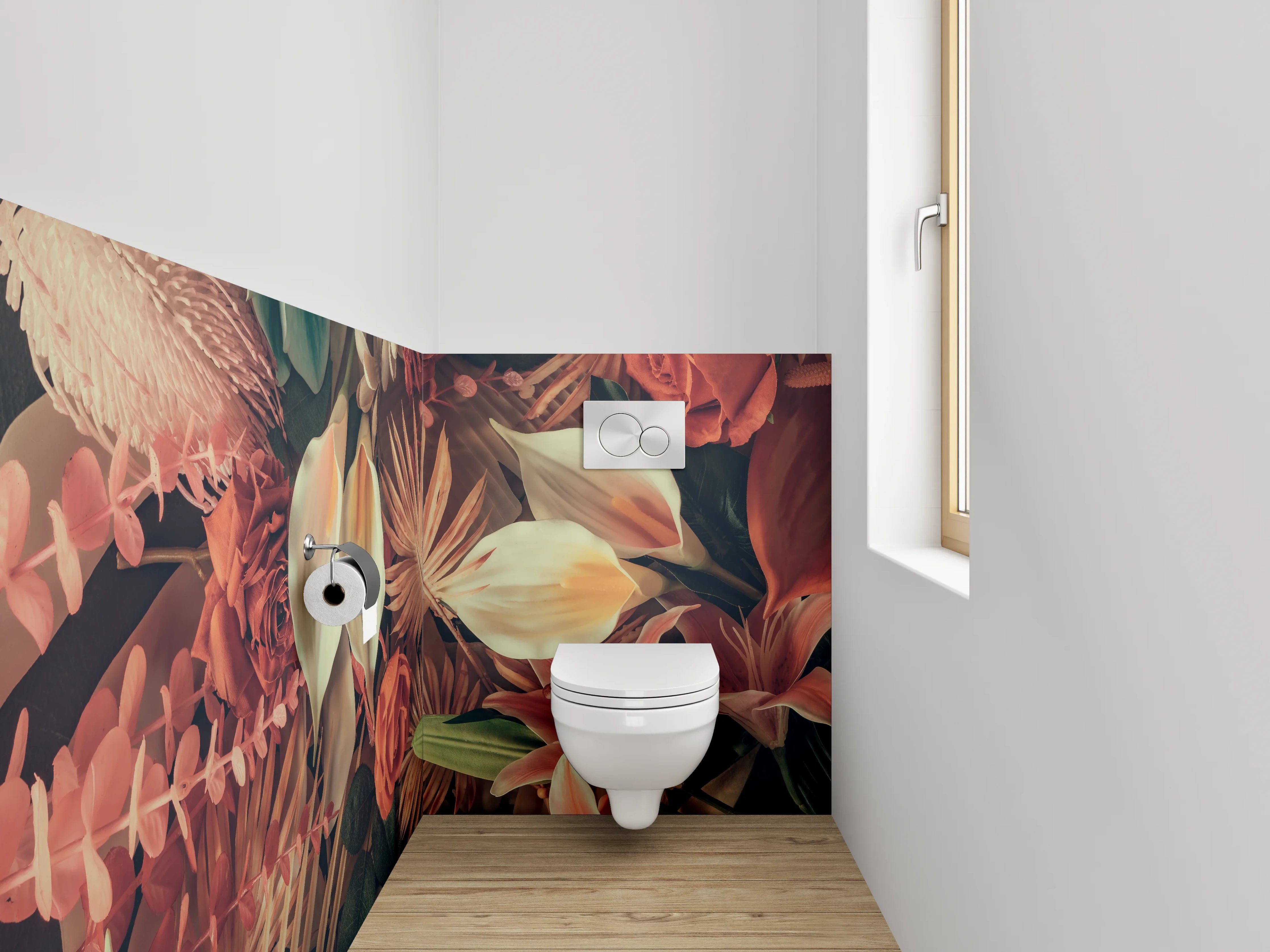 WC-Rückwand - Florale Vielfalt Vintage Blumenpracht