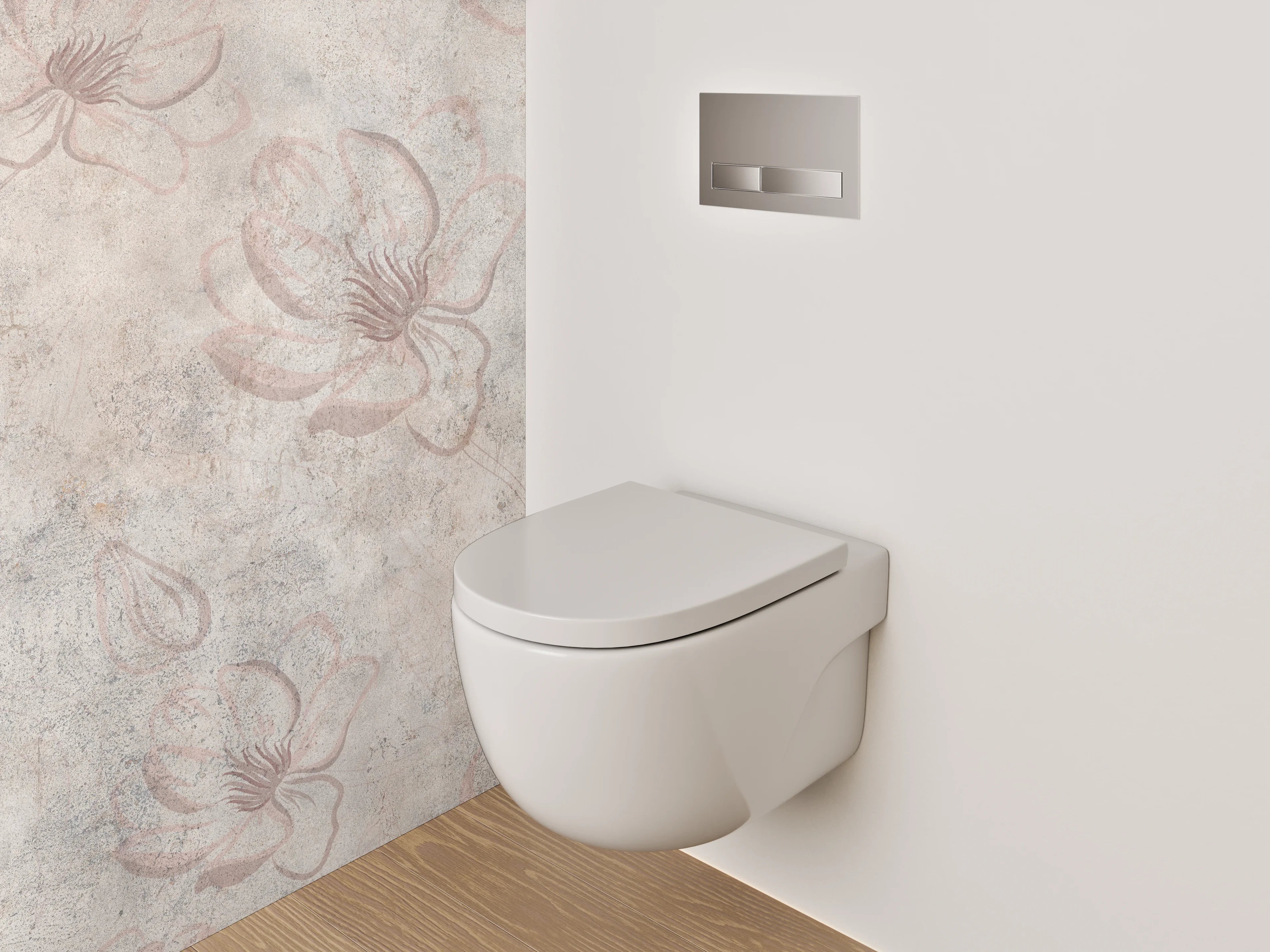 WC-Rückwand - Florales Marmor-Design mit zarten Blüten