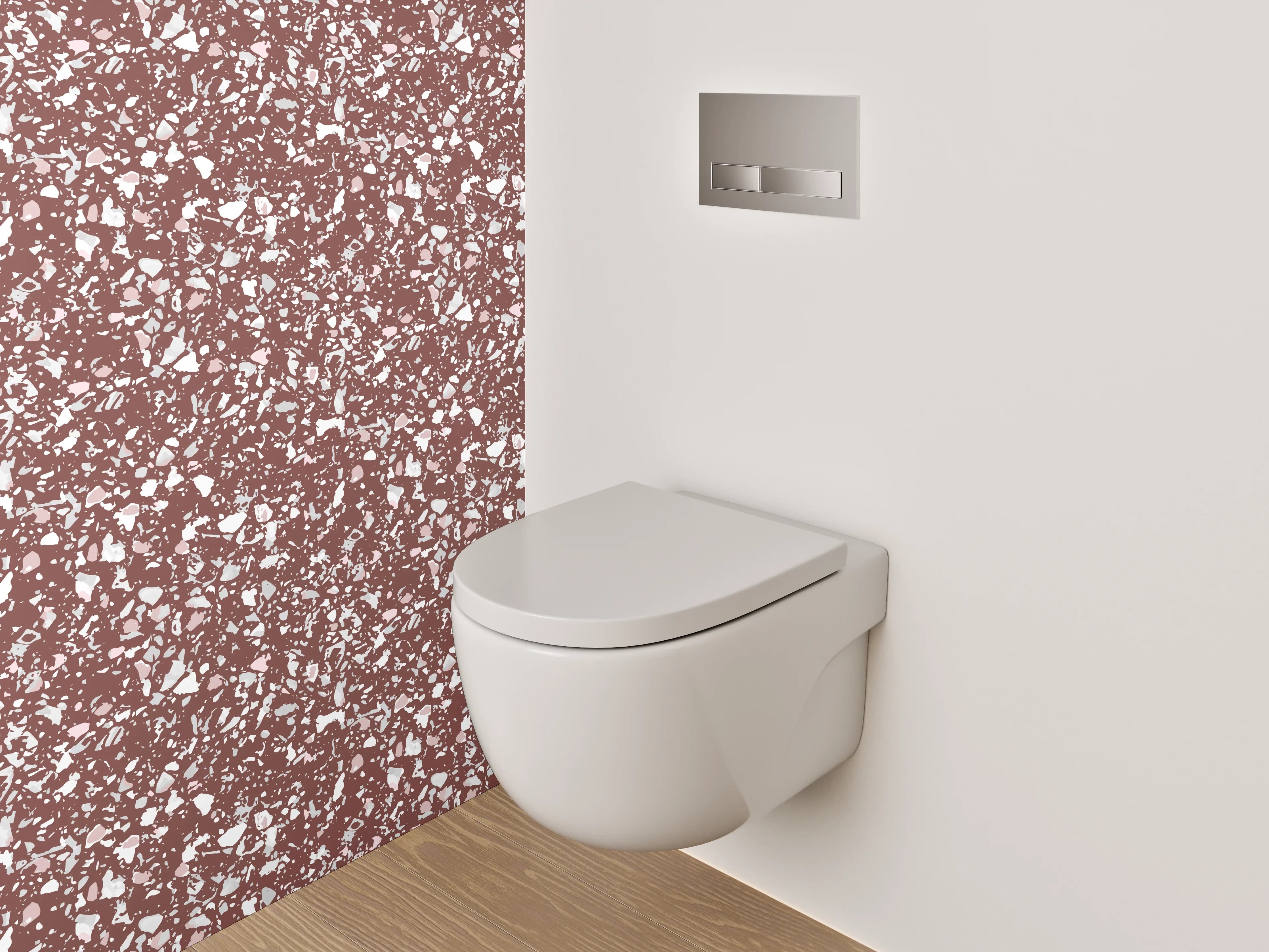 WC-Rückwand - Florales Mosaikmuster Braun Weiß