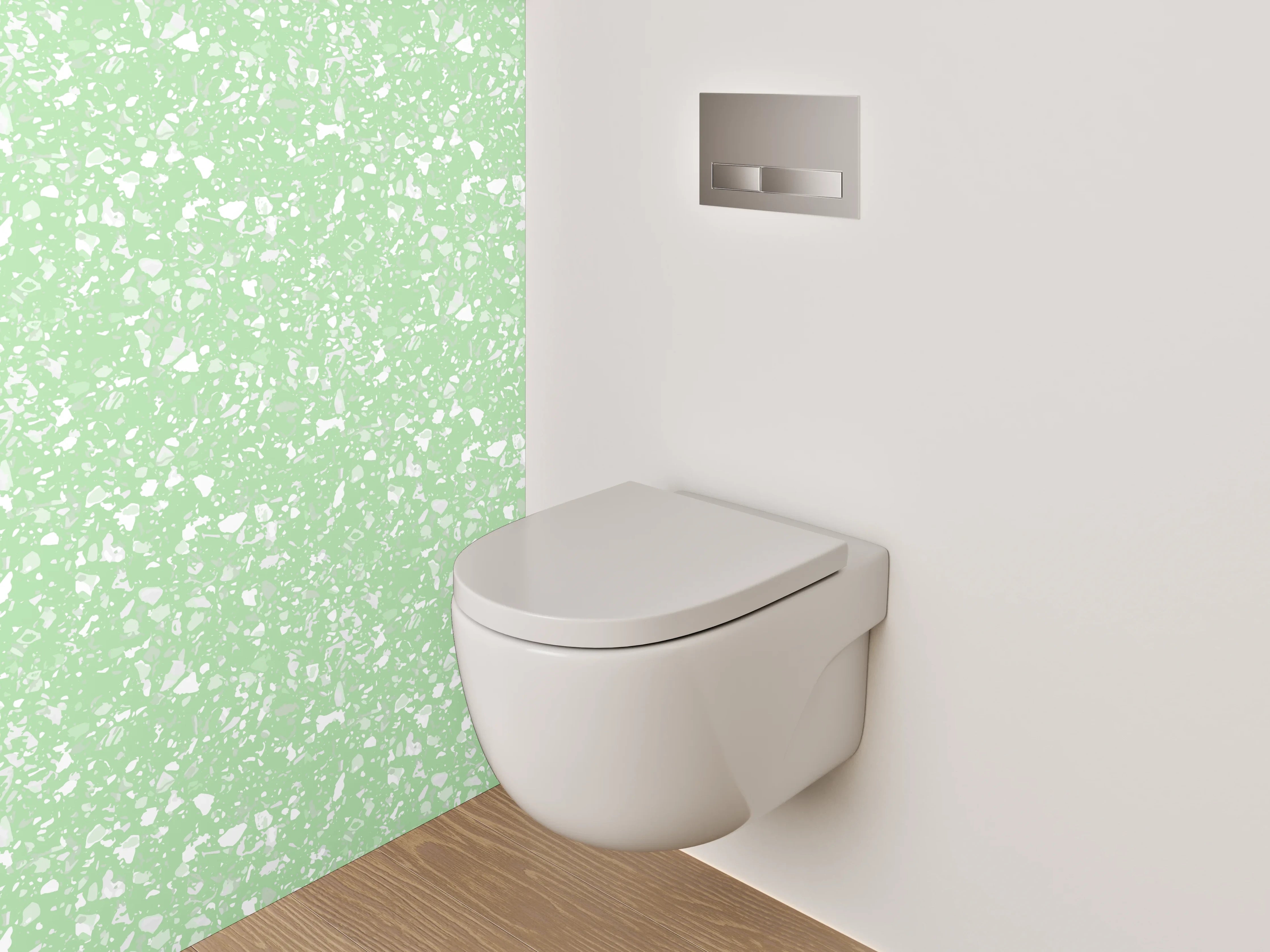 WC-Rückwand - Florales Muster auf Grün – Frühlingsfrisch