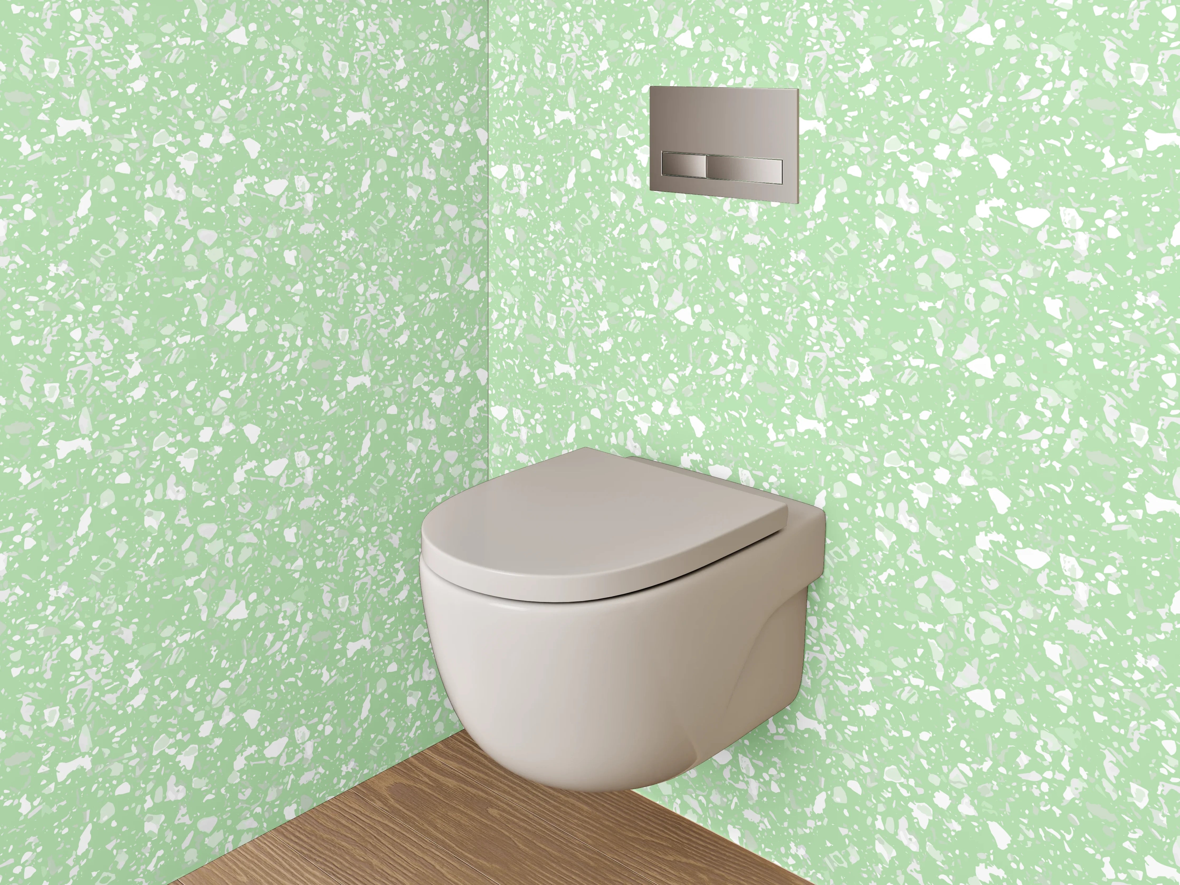 WC-Rückwand - Florales Muster auf Grün – Frühlingsfrisch