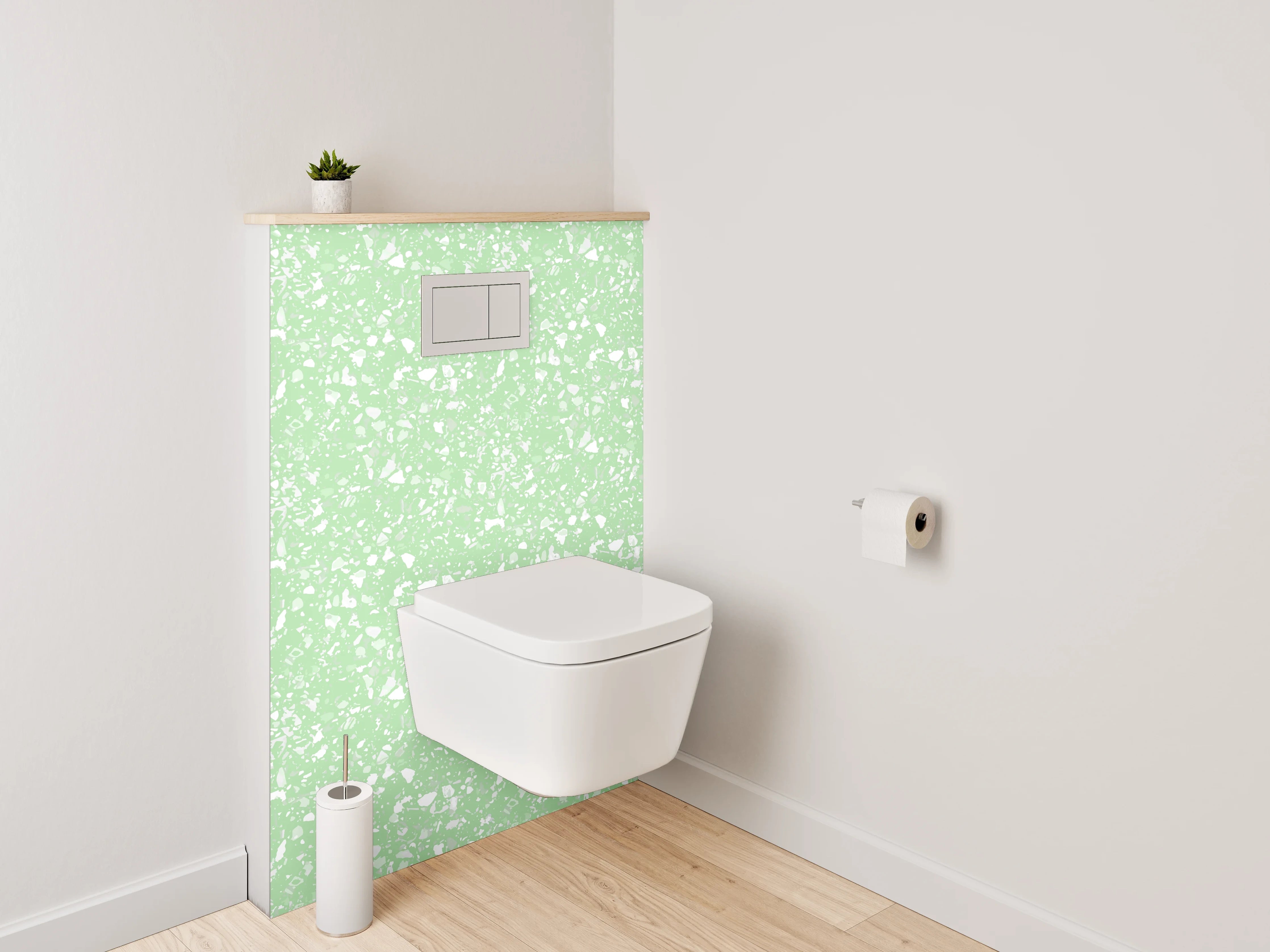 WC-Rückwand - Florales Muster auf Grün – Frühlingsfrisch